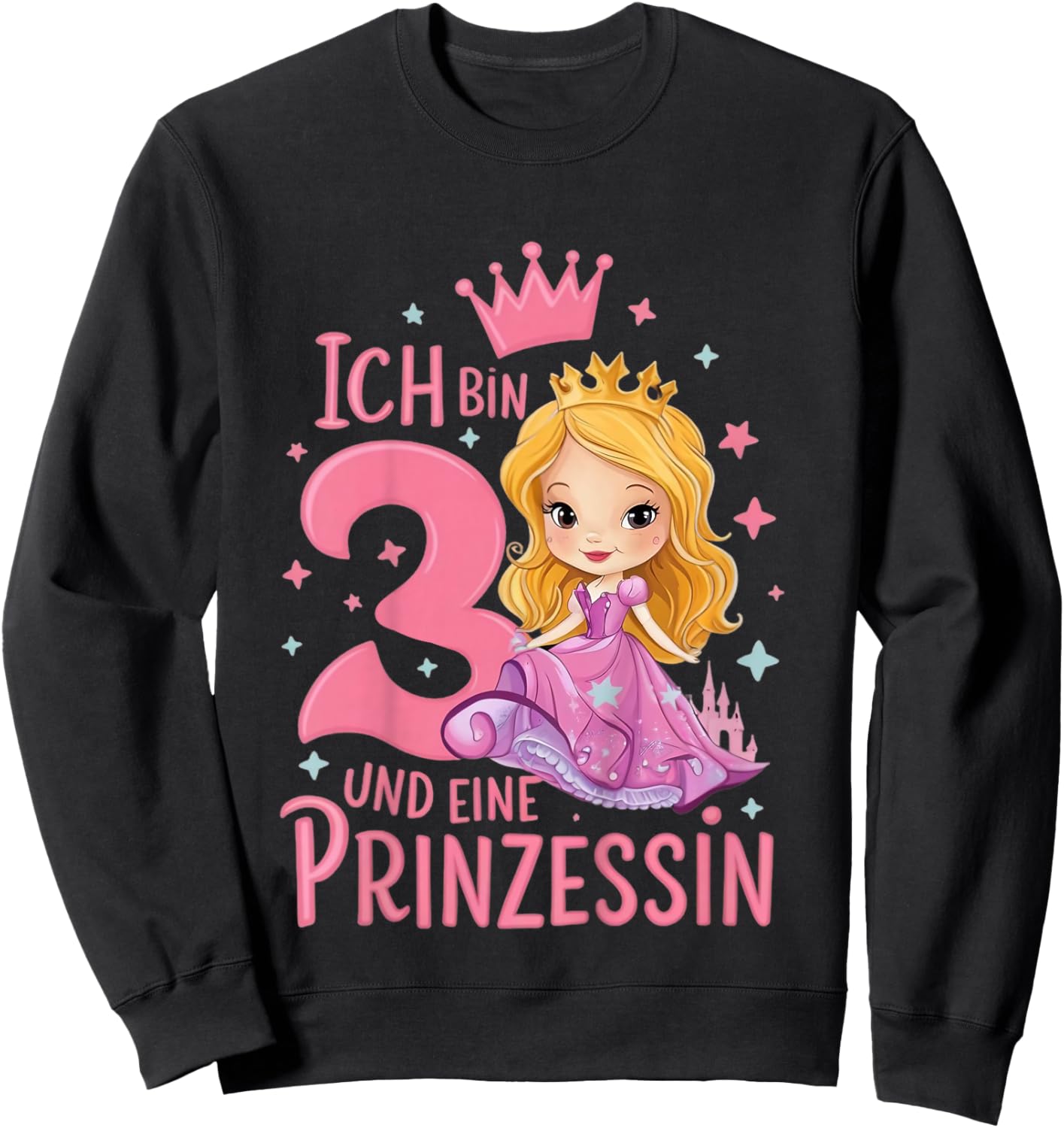 Kinder 3. Geburtstag 3 Jahre Mädchen Ich Bin 3 Und Eine Prinzessin Sweatshirt - Sweatshirt | Black