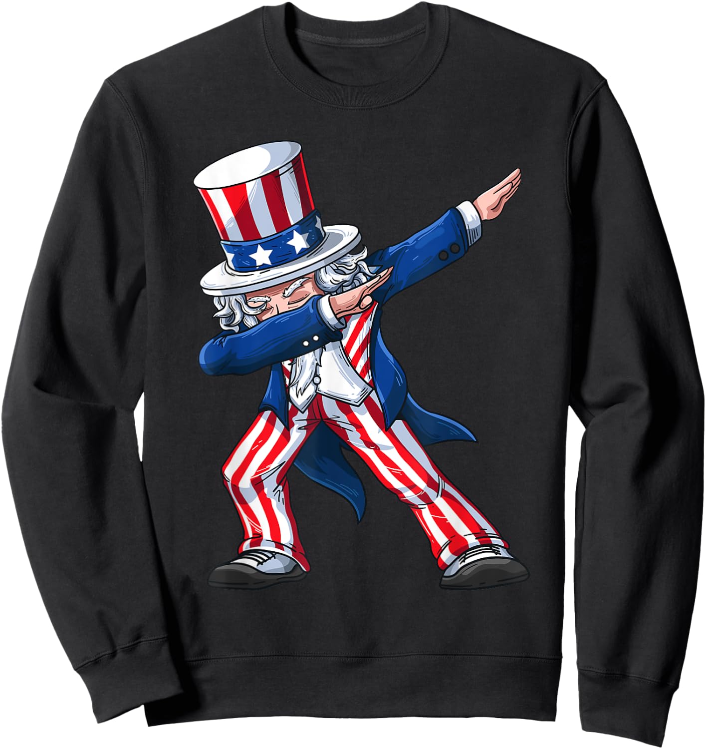 Dabbing Uncle Sam | Funny Dab Dance 4th Of July Gift Sweatshirt - Sweatshirt | Black