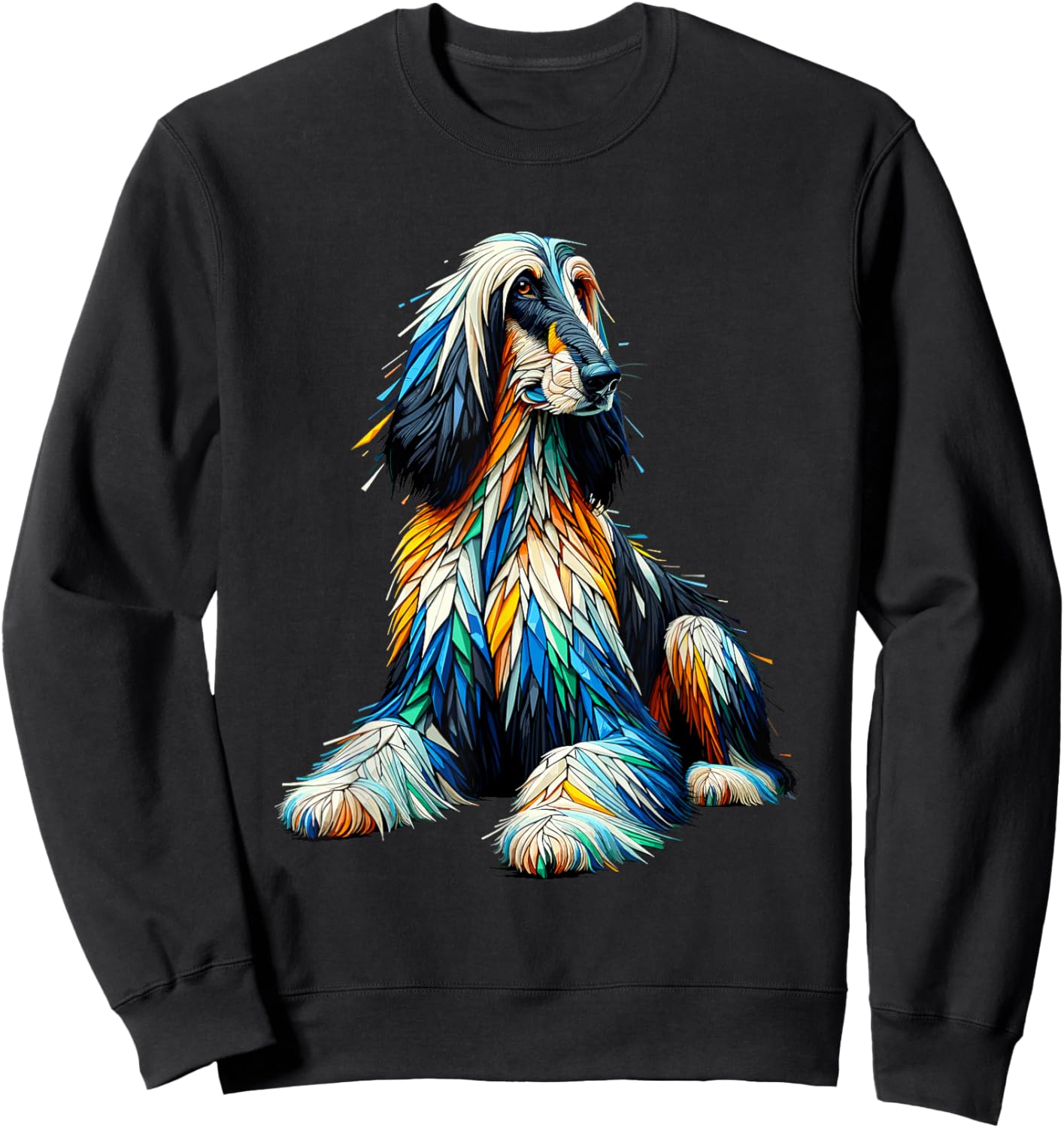 Afghan Hound Dog Gifts Afghan Greyhound Polygon Art Afghan Hound Dog Sweatshirt - Sweatshirt | Black