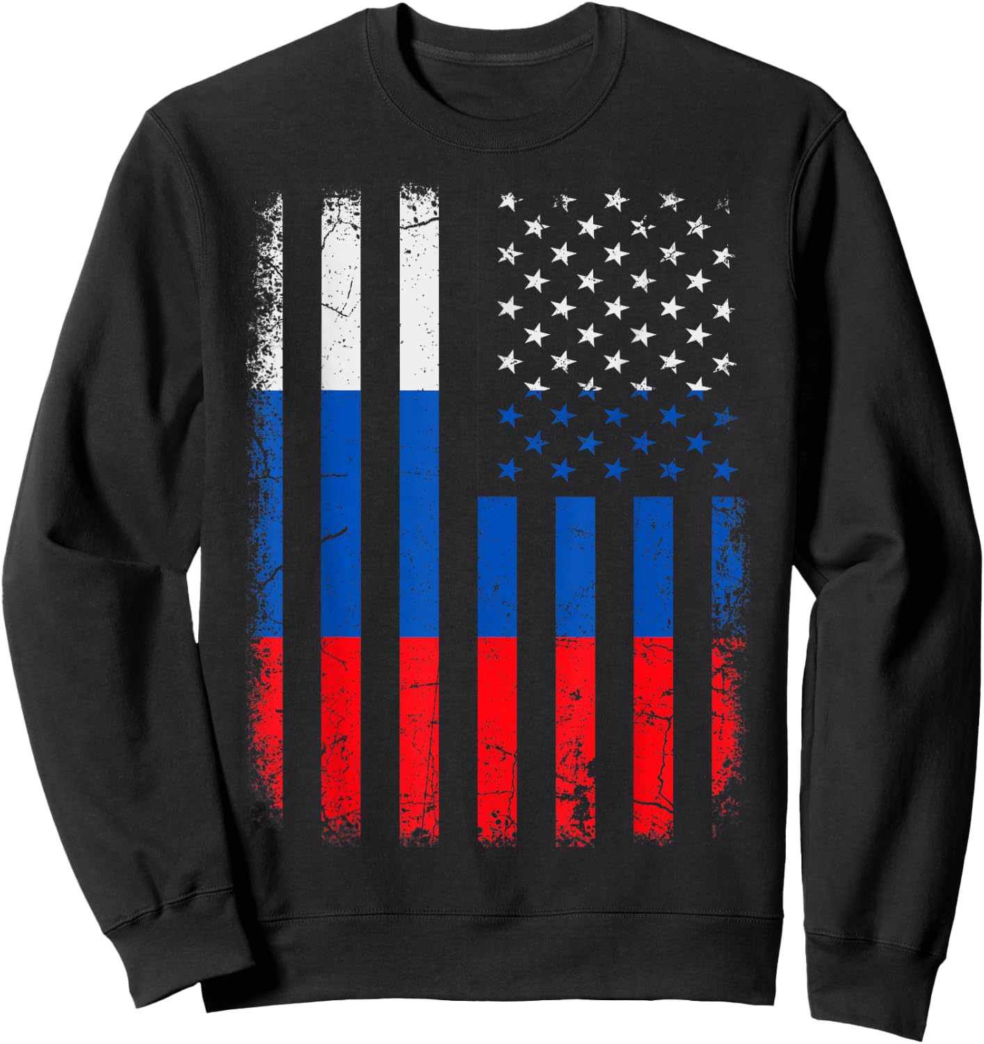 Russian American Flag Russia America Pride Heritage Sweatshirt - Sweatshirt | Black