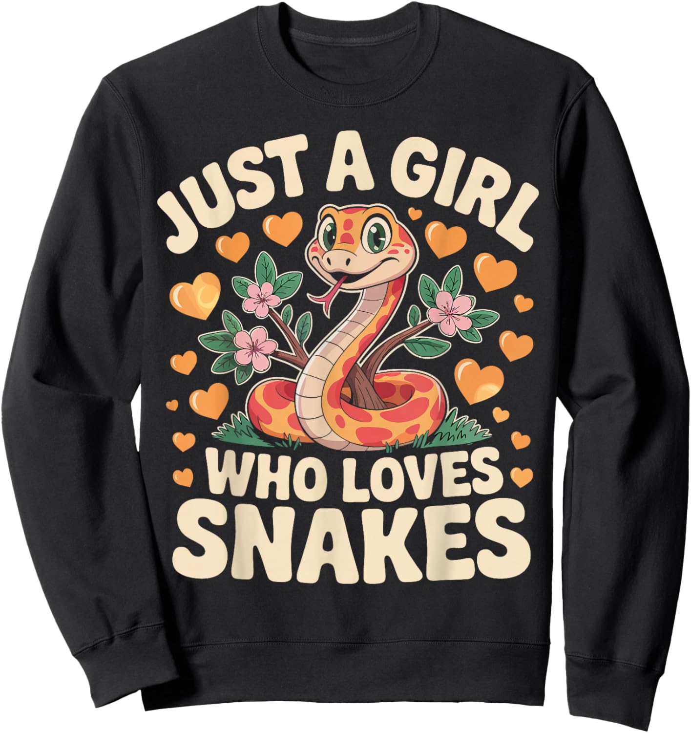 Just a Girl Who Loves Snakes Cute Reptile Lover Gifts Women Sweatshirt - Sweatshirt | Black