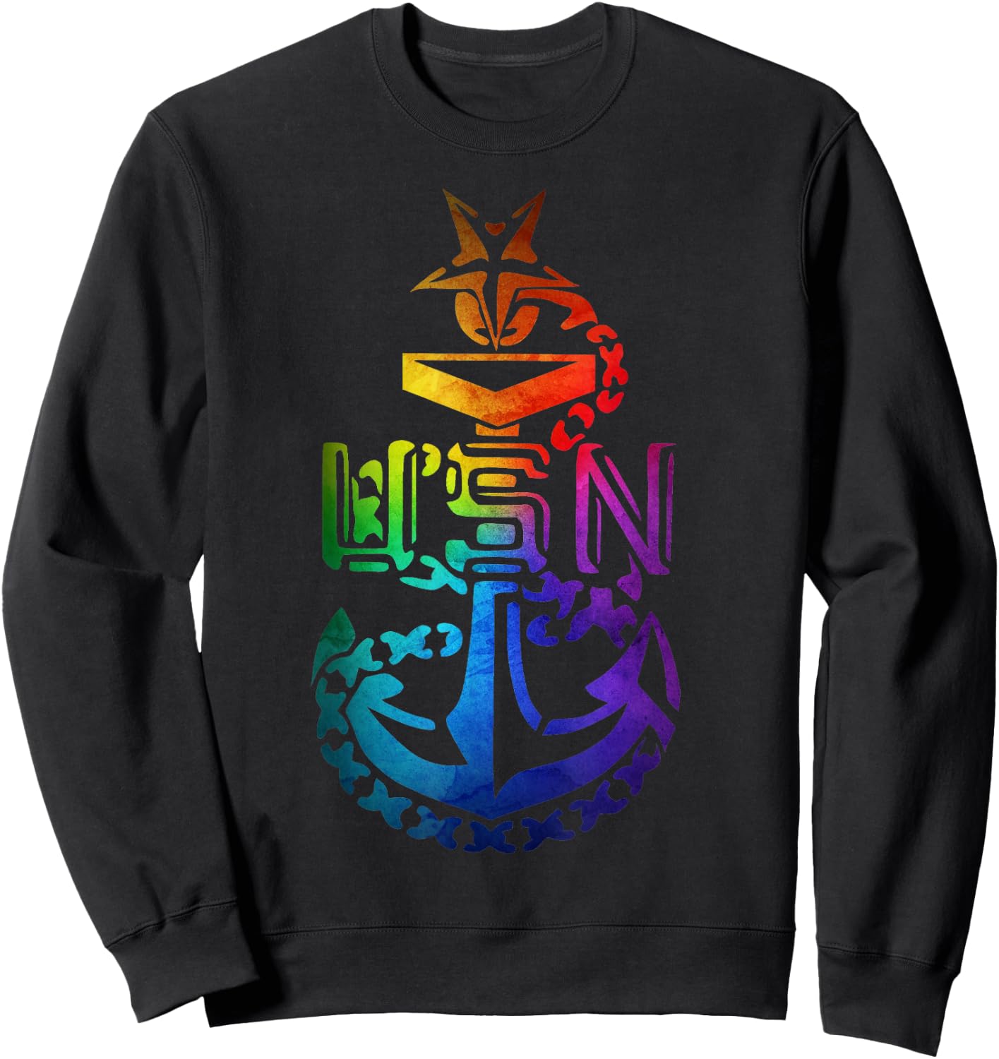 Senior Chief Petty Officer (SCPO Navy) Colorful Anchor Sweatshirt - Sweatshirt | Black