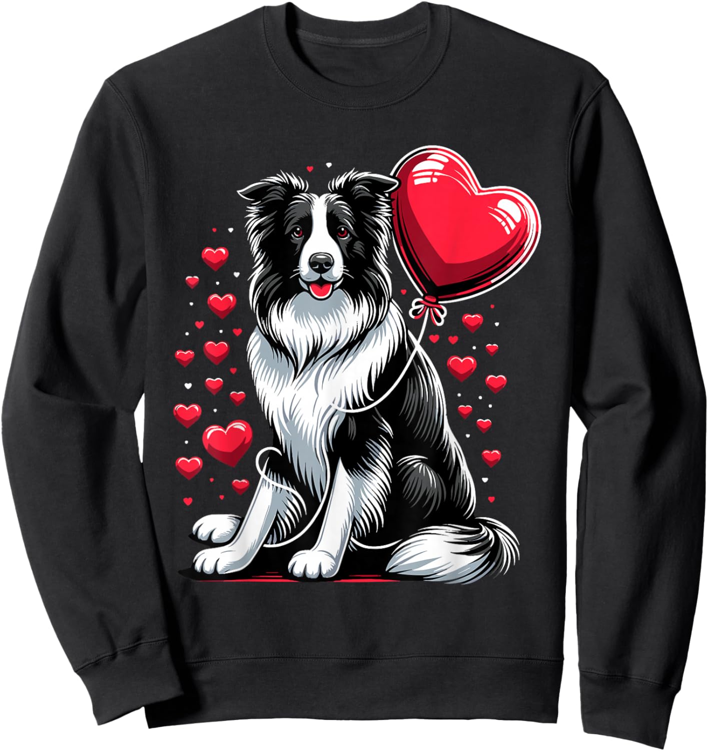Border Collie Dog Valentines Day Dog Owner Valentine Sweatshirt - Sweatshirt | Black