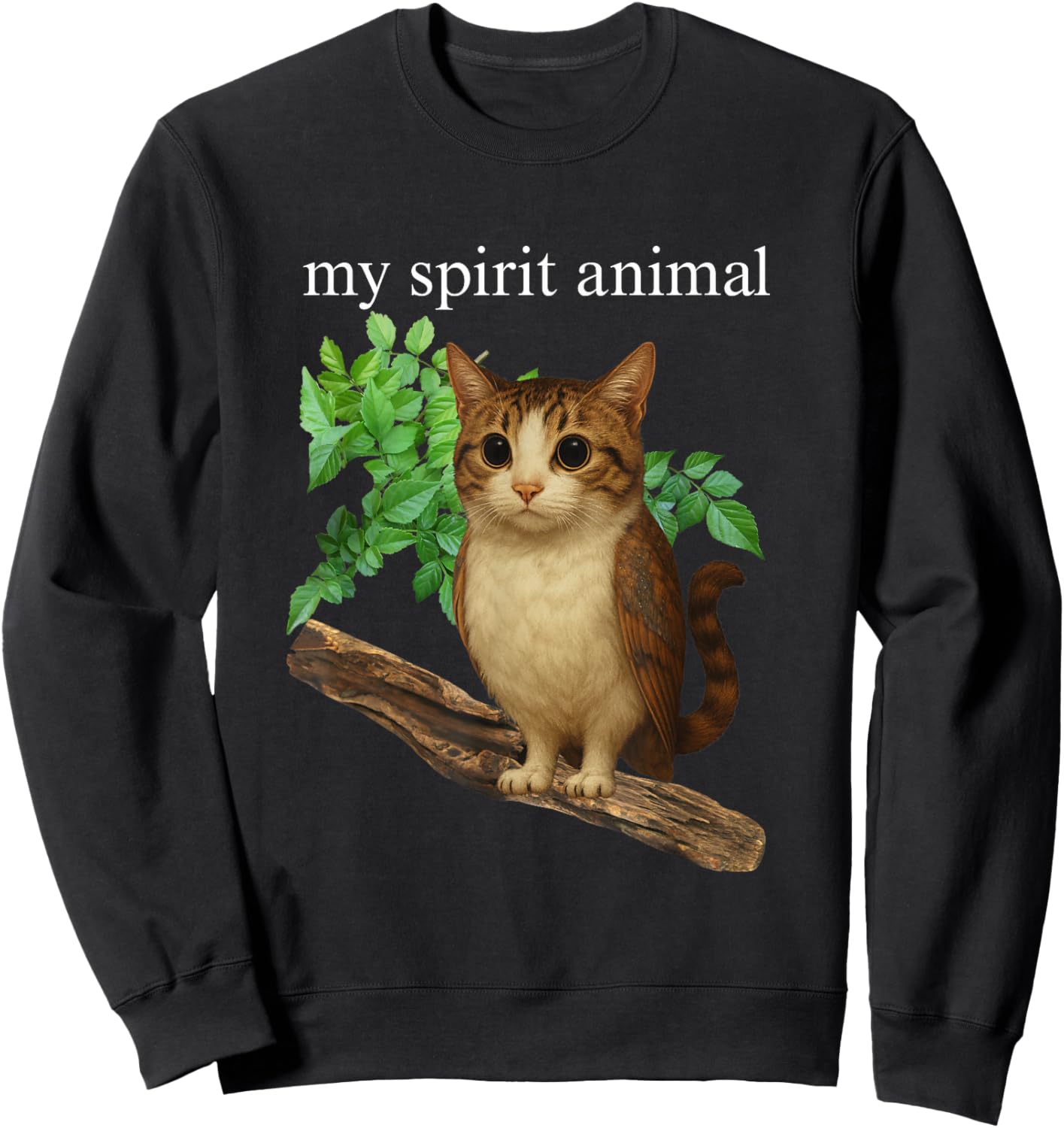 Funny Meowl Meme, Cat Owl Meme Brainrot Gen Alpha Sweatshirt - Sweatshirt | Black