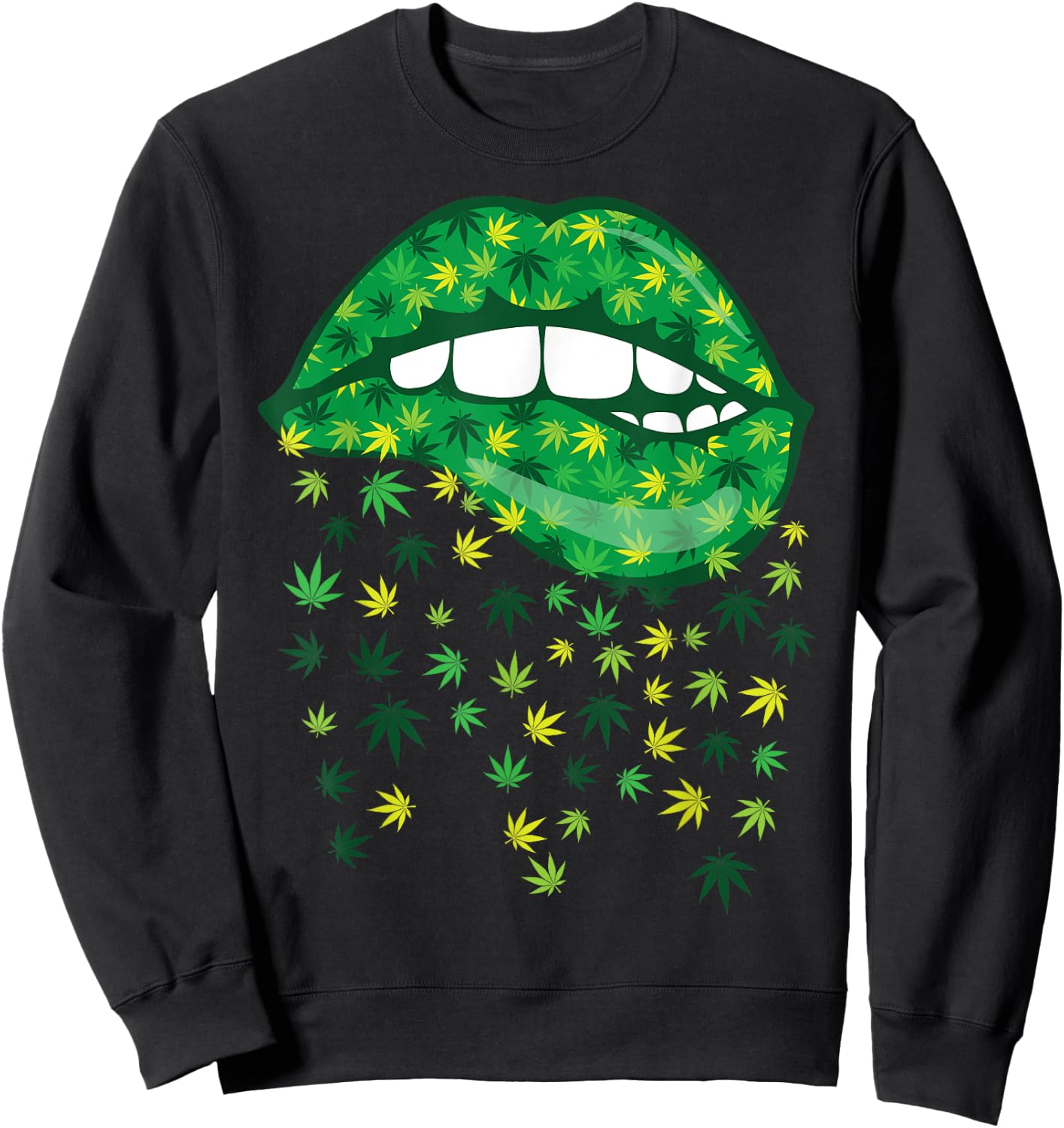 Biting Lips 420 Weed Cannabis Marijuana Stoner Gift Sweatshirt - Sweatshirt | Black