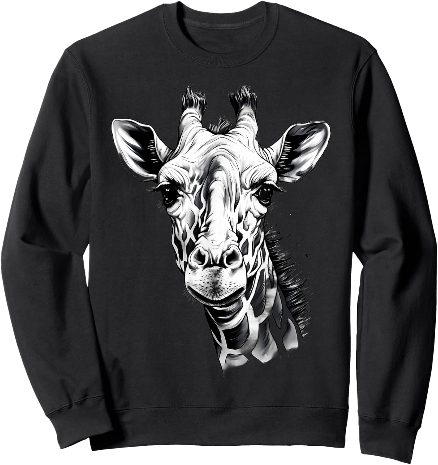 Giraffe Artwork Portrait African Animal Lovers Wildlife Sweatshirt - Sweatshirt | Black