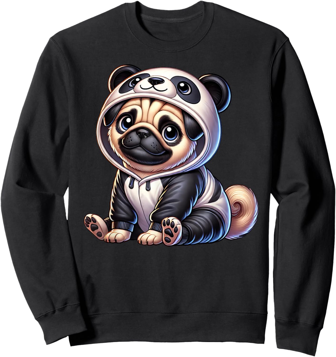 Pug Cartoon Dog Costume Carnival Panda Sweatshirt - Sweatshirt | Black