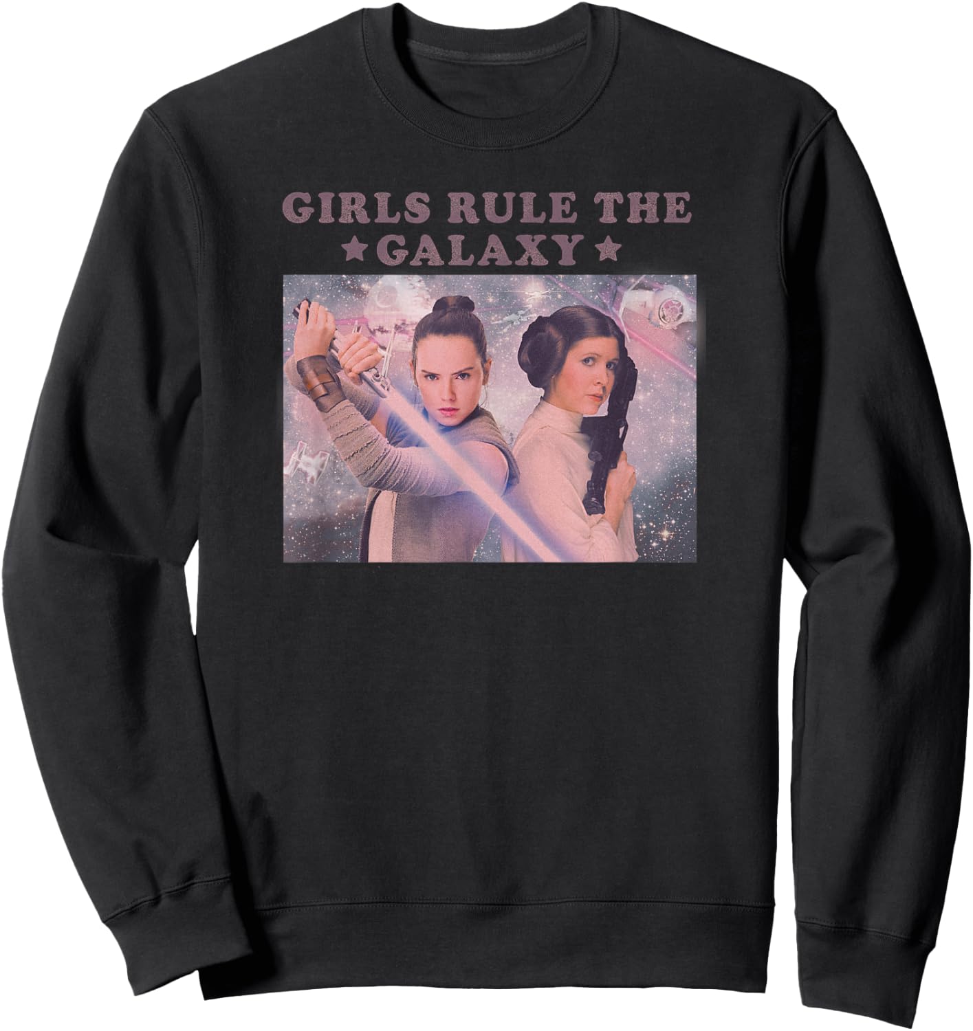 Star Wars Rey & Leia Girls Rule The Galaxy Portrait Sweatshirt - Sweatshirt | Black