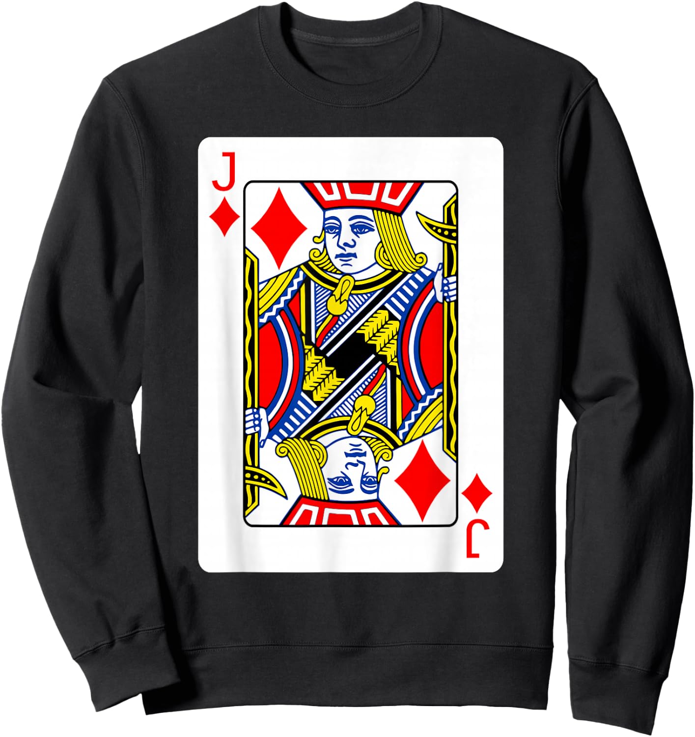 Jack Of Diamonds Playing Card Group Costume Poker Player Sweatshirt - Sweatshirt | Black