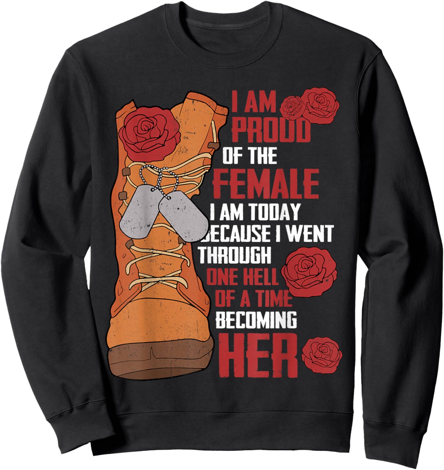 Patriotic Veteran Women Army Retired Retirement Military Sweatshirt - Sweatshirt | Black