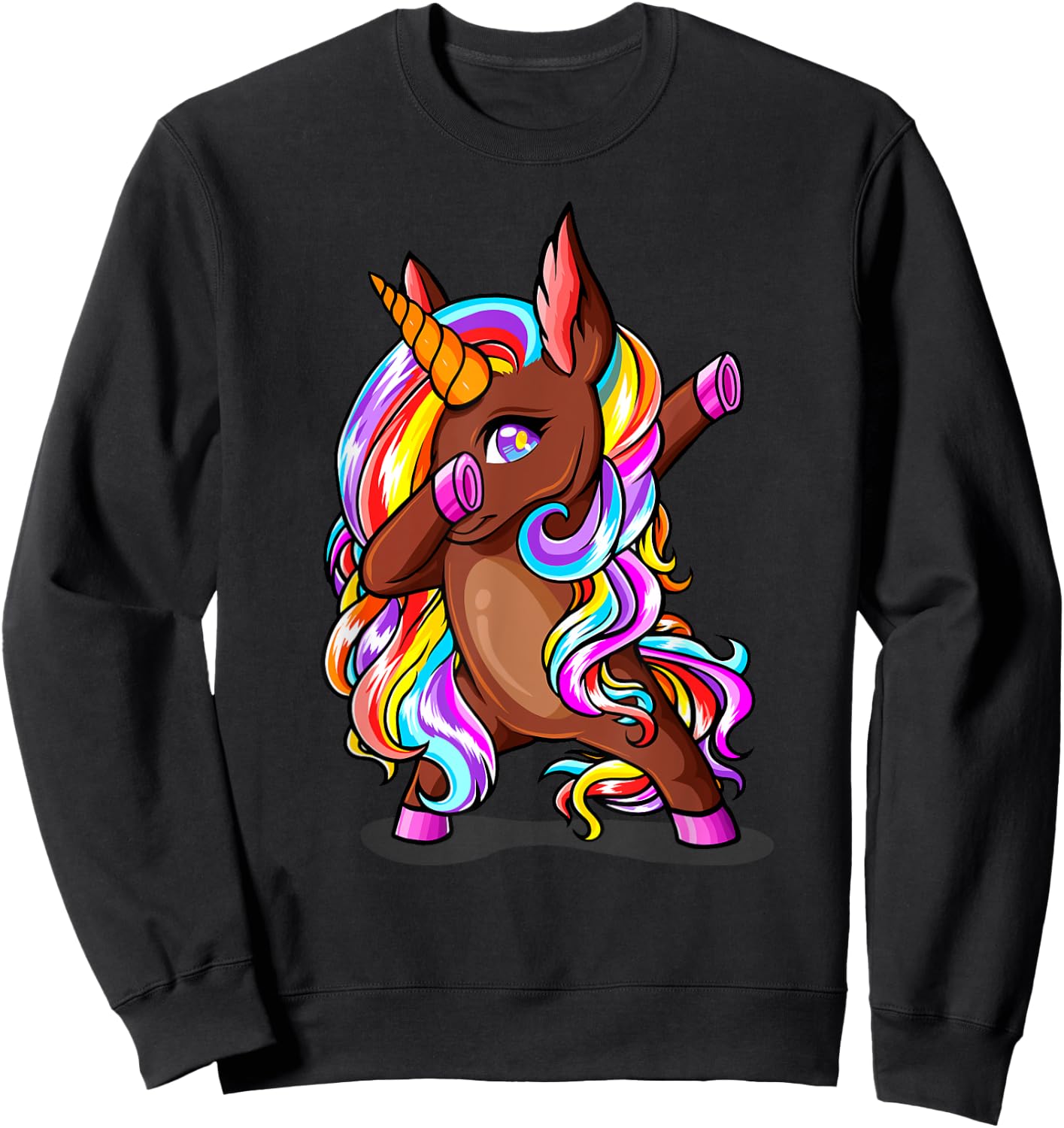 Dabbing Brown Skin Unicorn African American Woman Girl Gifts Sweatshirt - Sweatshirt | Black