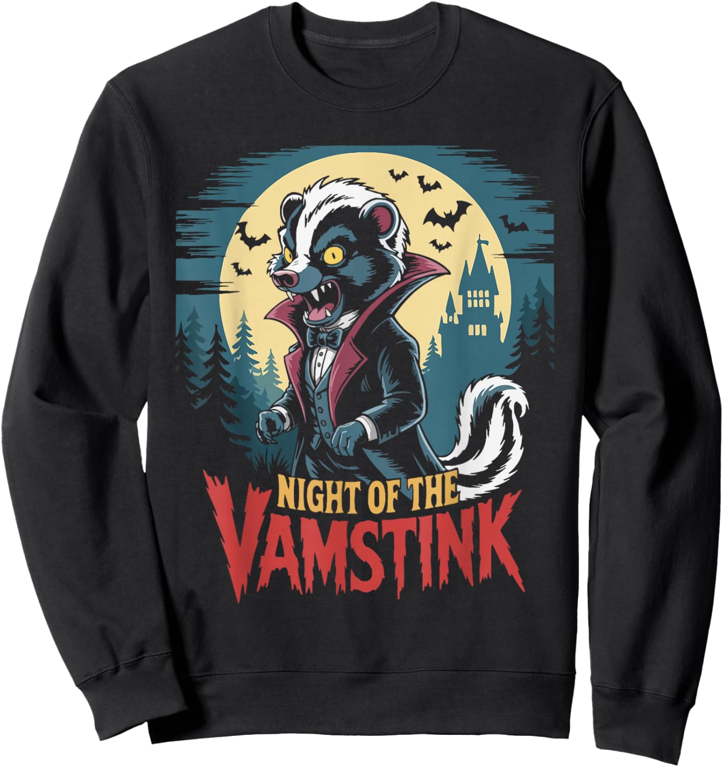 Skunk Stink Badger Vampire Vamstink Halloween Sweatshirt - Sweatshirt | Black