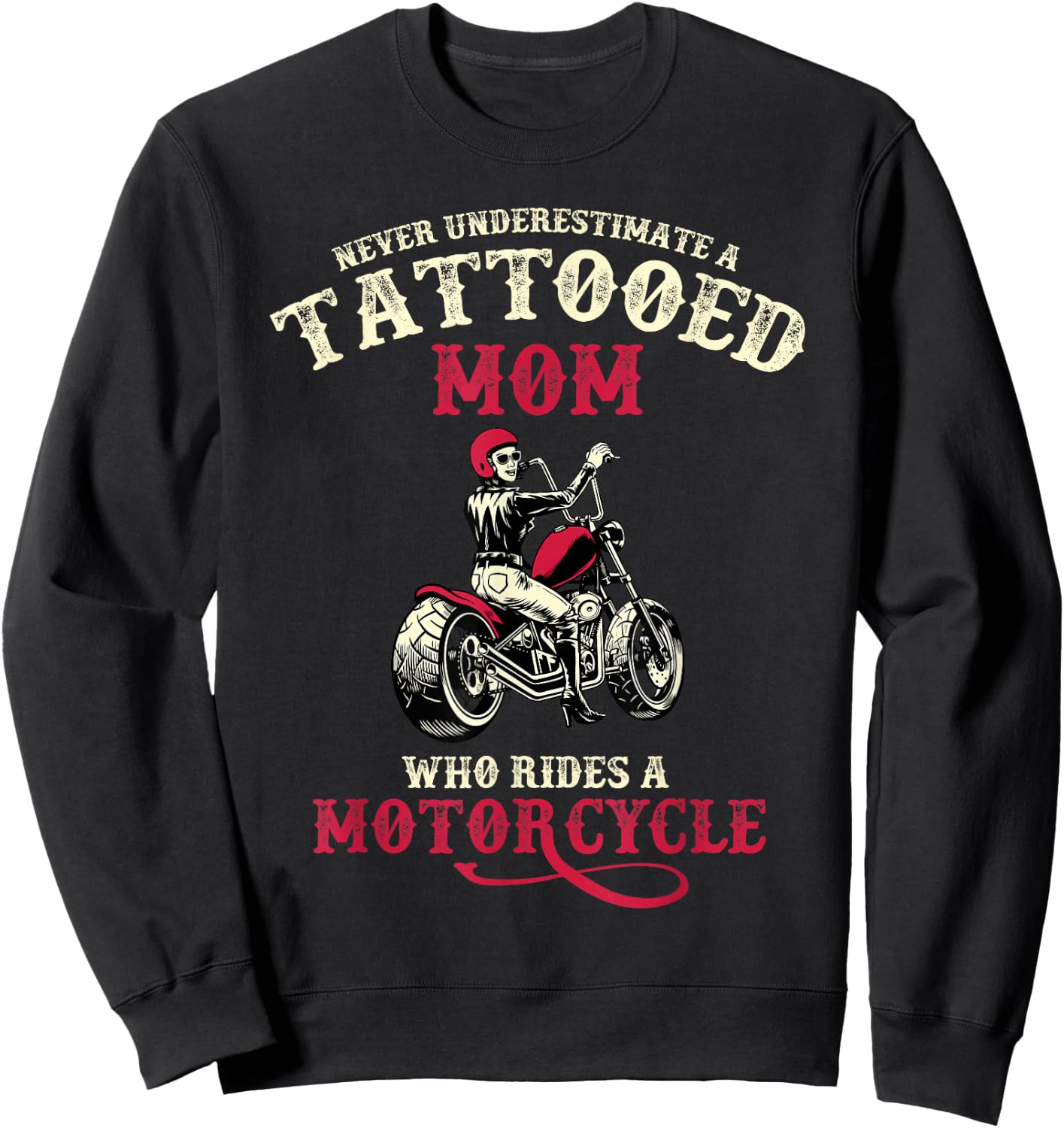Body Art Tattoo Mum Mother's Day Gift Motorcyclist Sweatshirt - Sweatshirt | Black