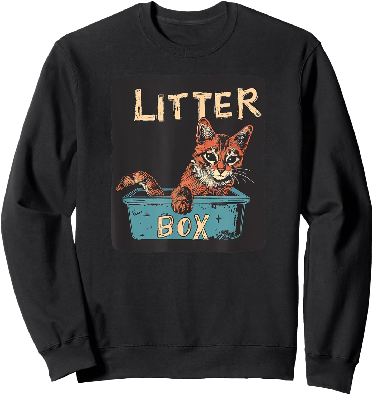 Fun Cat and Litter Box Costume Women Kids Sweatshirt - Sweatshirt | Black