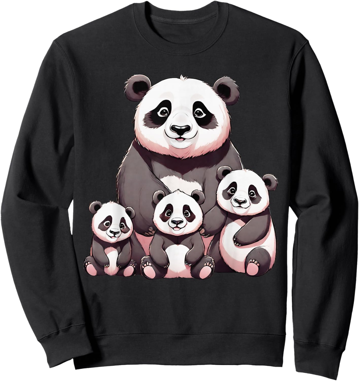 Cute Panda Bear and Cubs Family Mom Mother Gift Women Wife Sweatshirt - Sweatshirt | Black