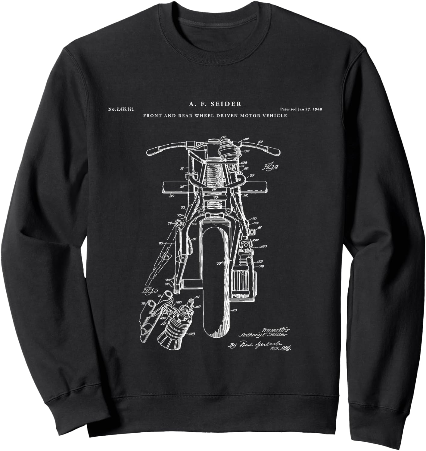 Motorcycle Patent - Bike T Sweatshirt - Sweatshirt | Black