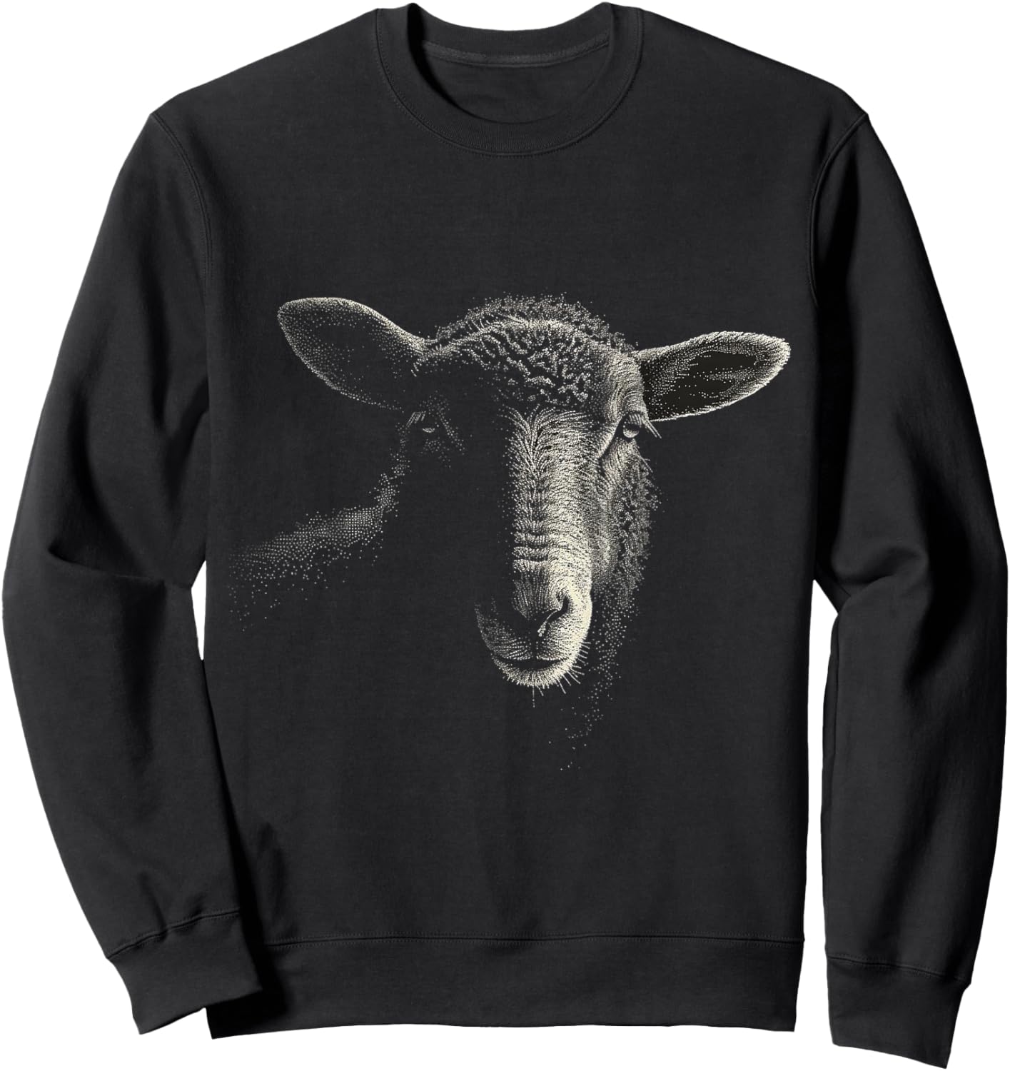 Sheep Pixel Portrait Animal Illlustration Artwork Sheep Sweatshirt - Sweatshirt | Black