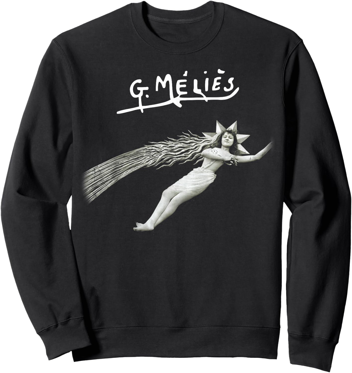 A Trip to the Moon (1902) Falling Star Silent Movie Vintage Sweatshirt - Sweatshirt | Black