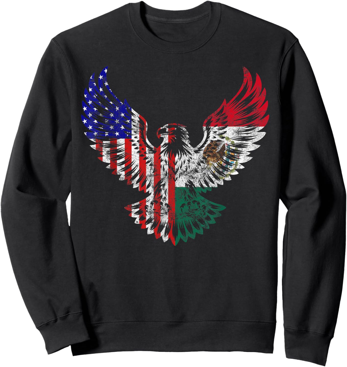 American Mexican Heritage America Mexico Flag Eagle Sweatshirt - Sweatshirt | Black