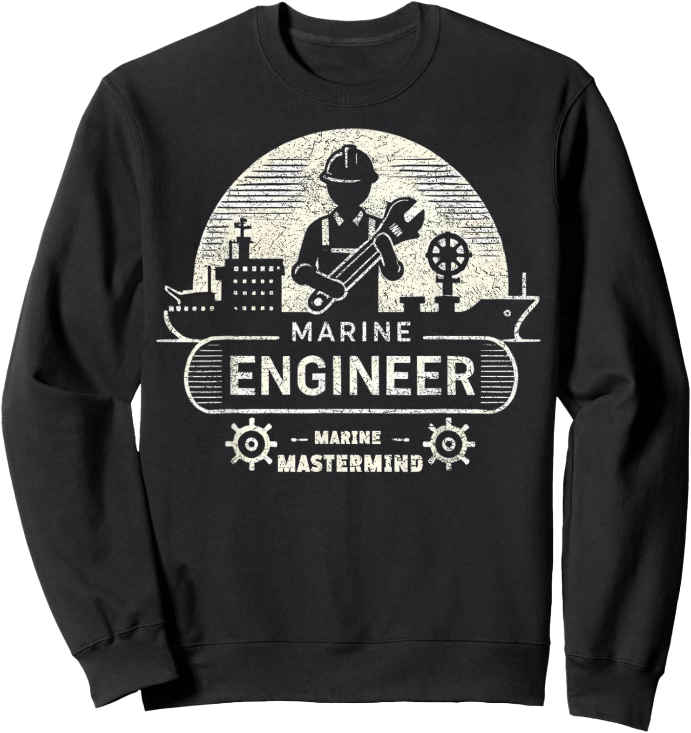 Marine Engineer Marine Mastermind Engineer Design Sweatshirt - Sweatshirt | Black