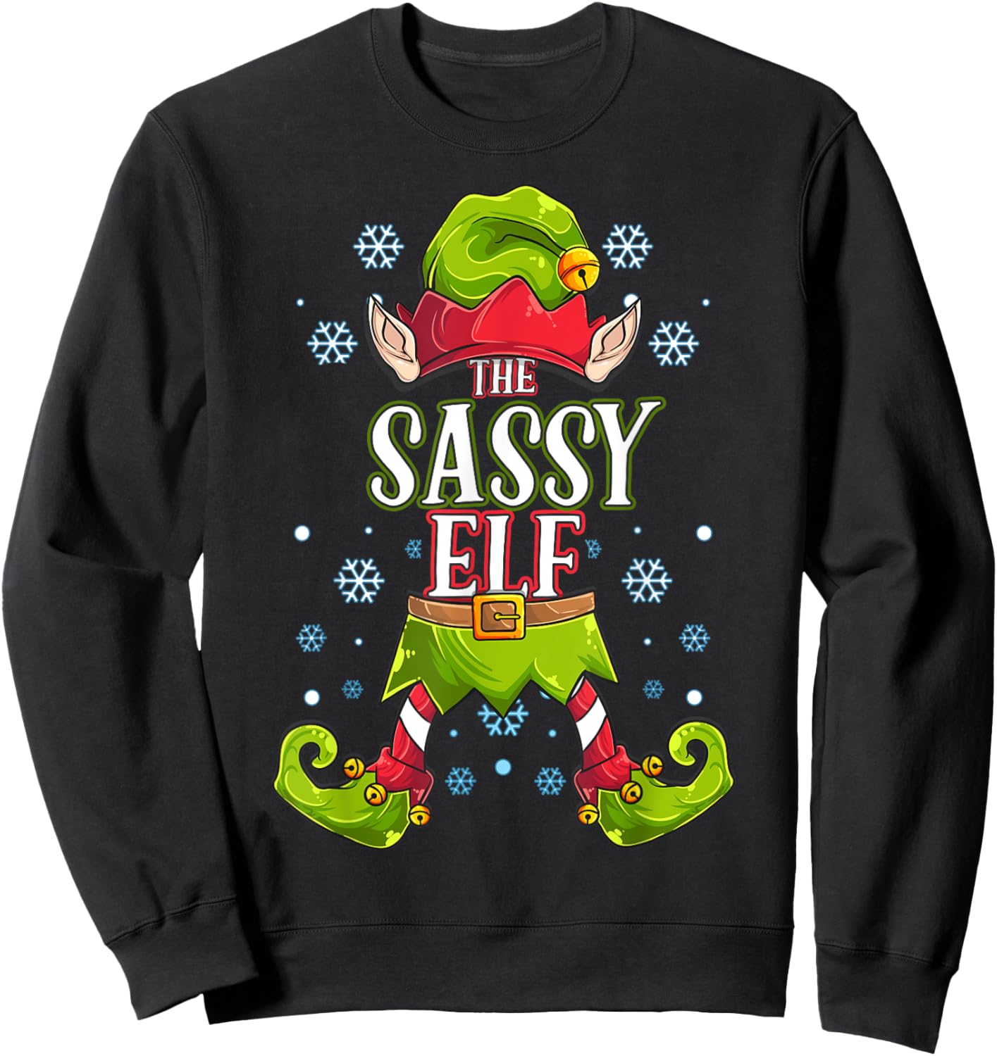 Sassy Elf Matching Family Group Christmas Party Sweatshirt - Sweatshirt | Black