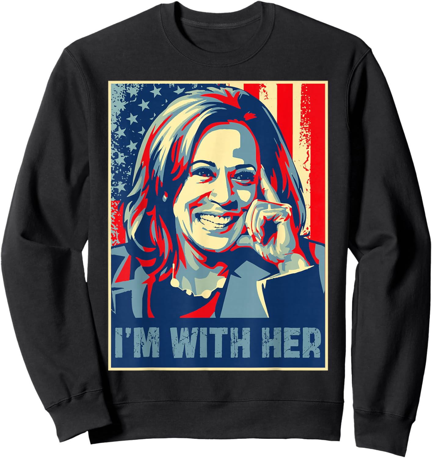 Retro I'm With Her Kamala Harris USA President Election 2028 Sweatshirt - Sweatshirt | Black