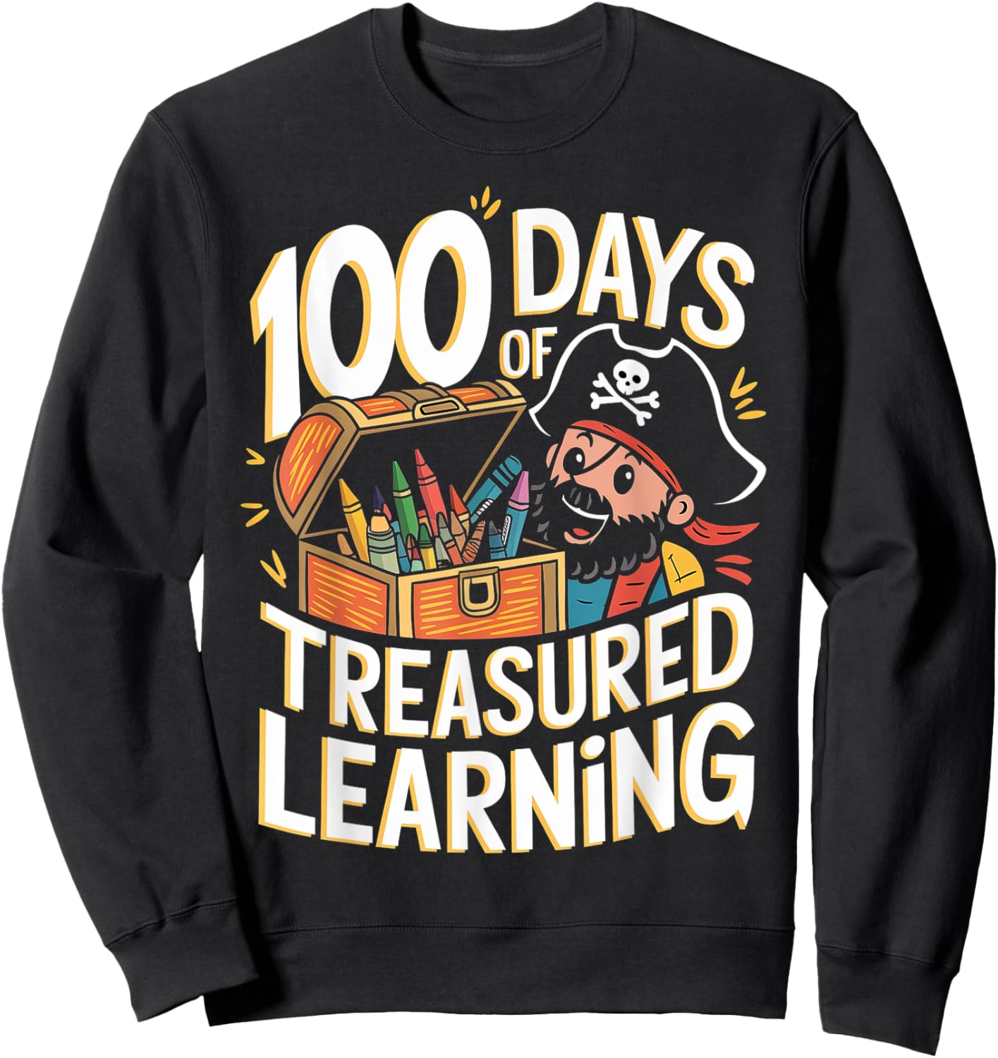 100 Days of School Boys Teacher 100th Day Pirate Outfit Sweatshirt - Sweatshirt | Black