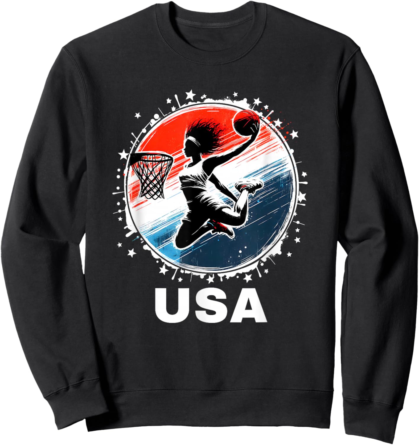 USA Team Basketball Shirt Basketball Women Basketball USA Sweatshirt - Sweatshirt | Black