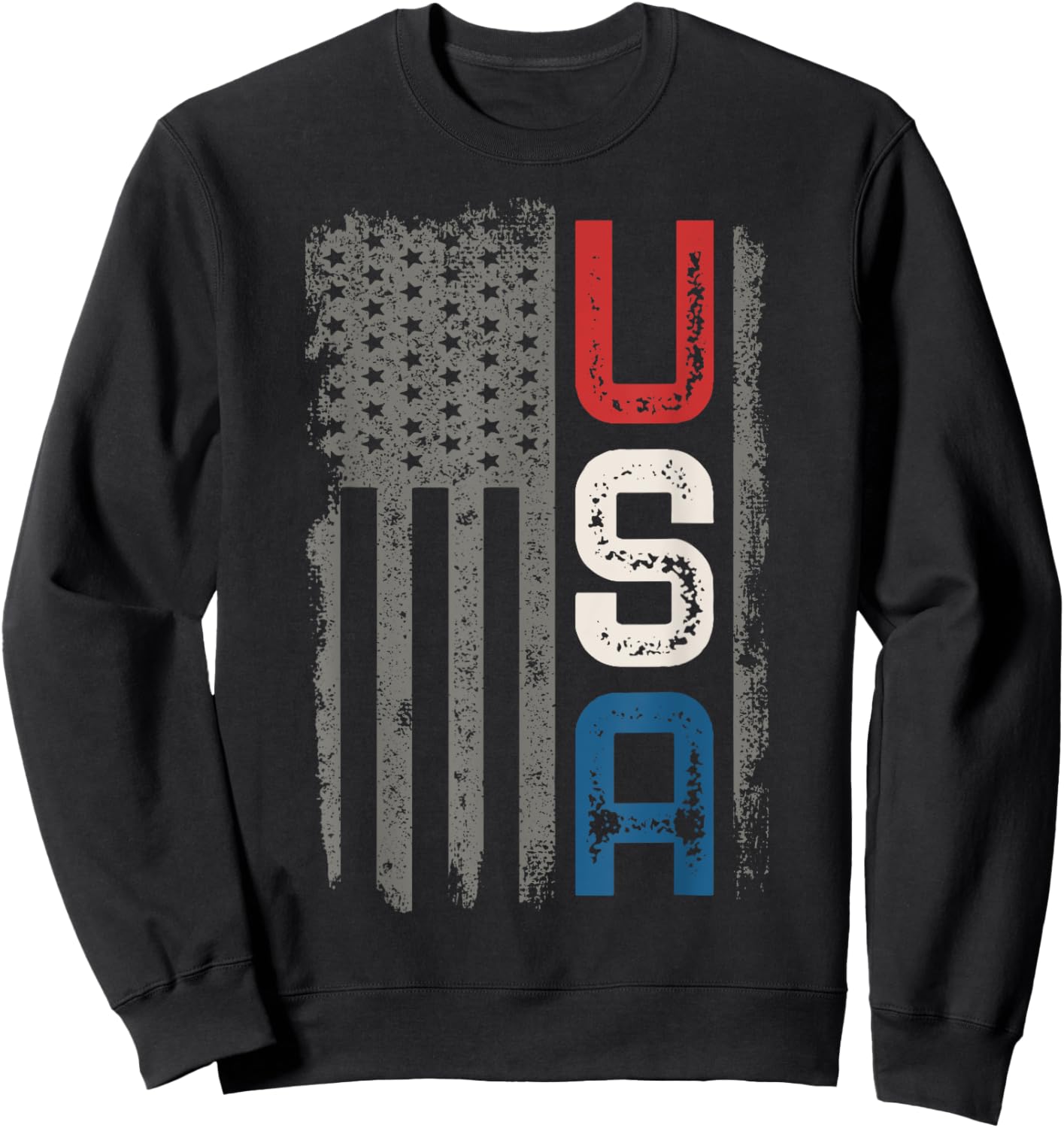 American Flag Vintage USA Patriotic Distressed American Flag Sweatshirt - Sweatshirt | Black