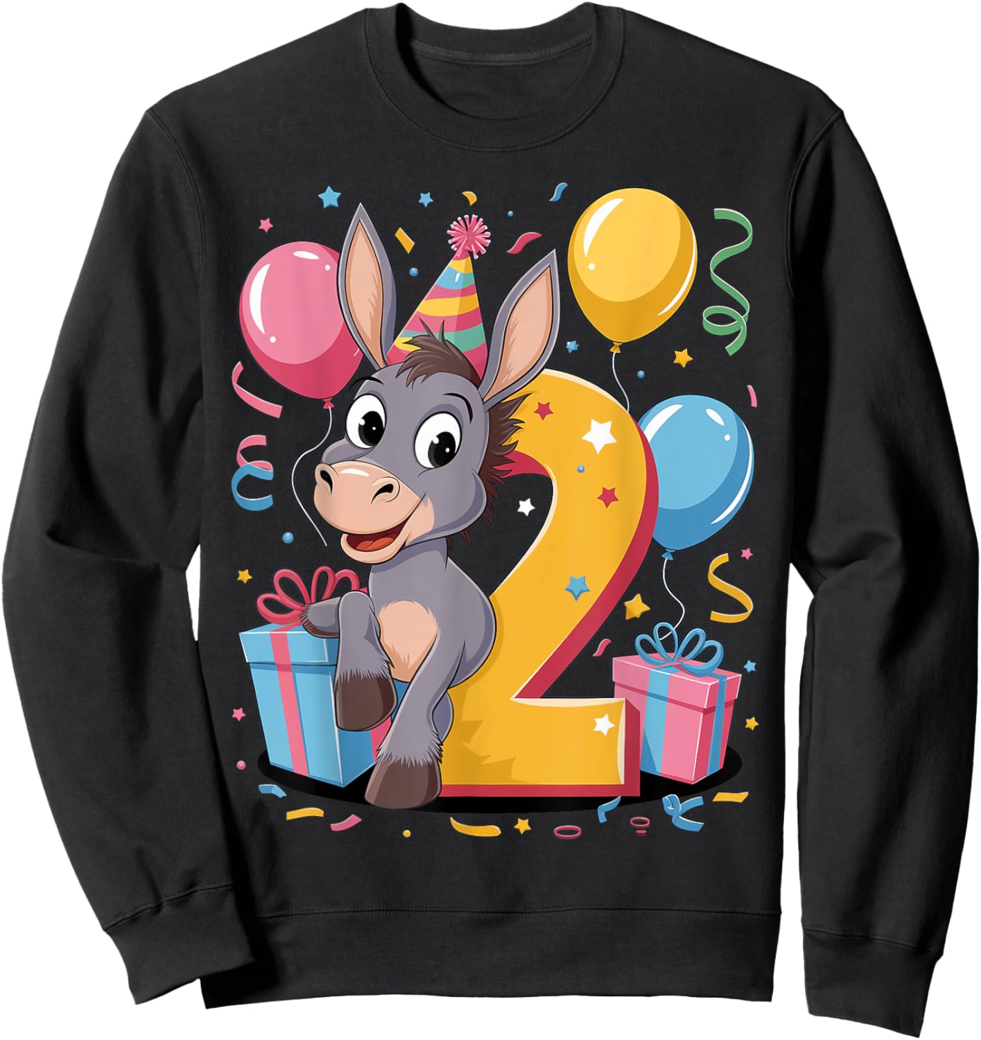 Donkey 2nd birthday boy girl 2 years old second two Donkey Sweatshirt - Sweatshirt | Black