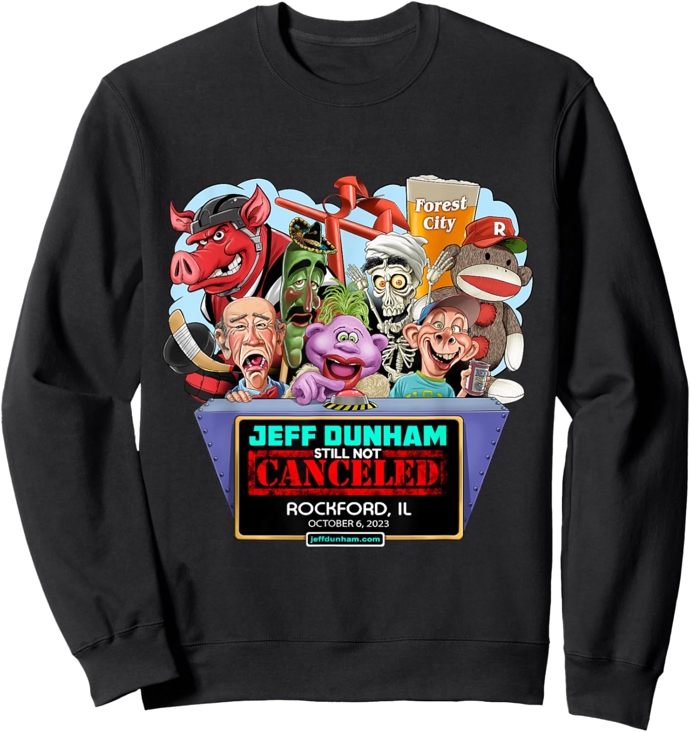 Jeff Dunham Rockford, IL (2023) Sweatshirt - Sweatshirt | Black