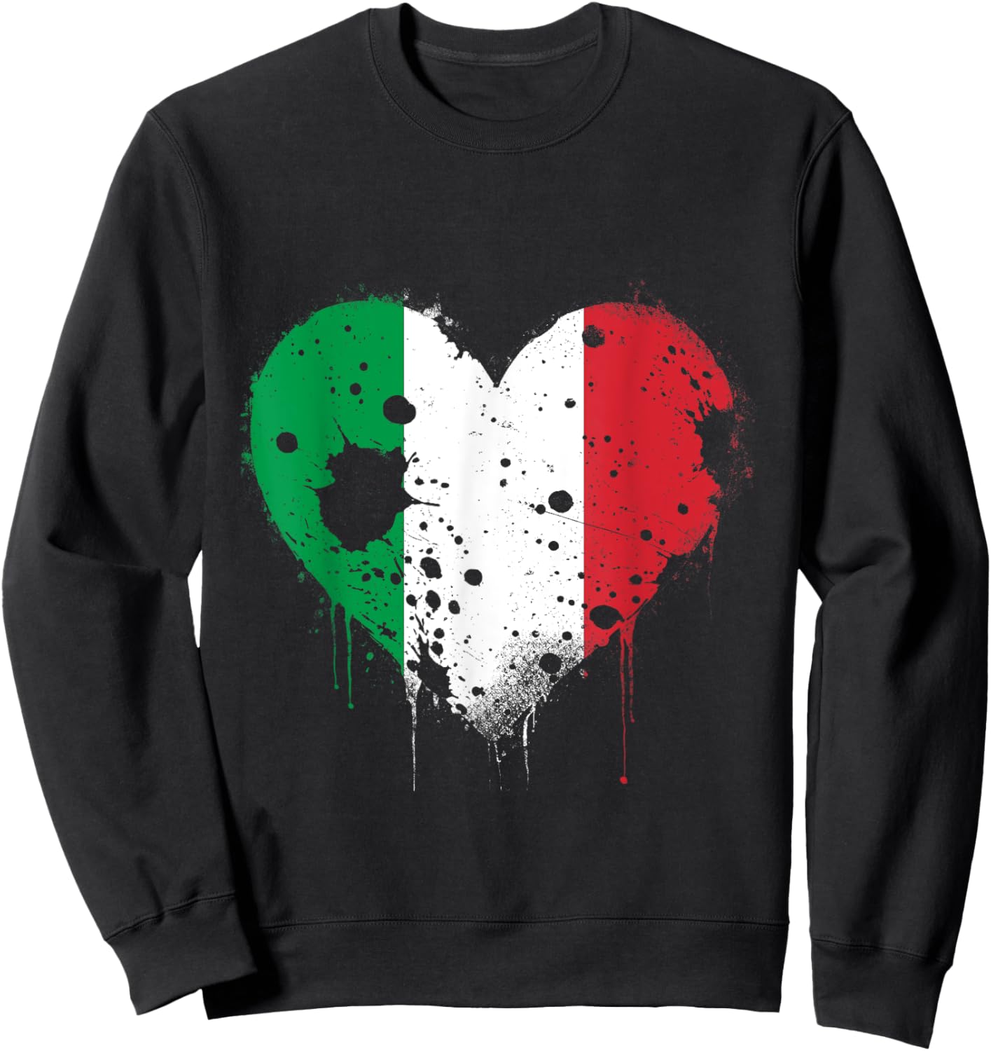 Italian Flag with Heart Shaped Roots Sweatshirt - Sweatshirt | Black