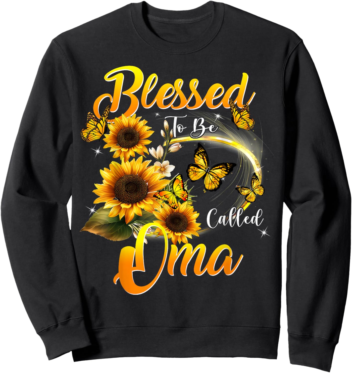 Blessed To Be Called Oma Sunflower Mother's Day Sweatshirt - Sweatshirt | Black