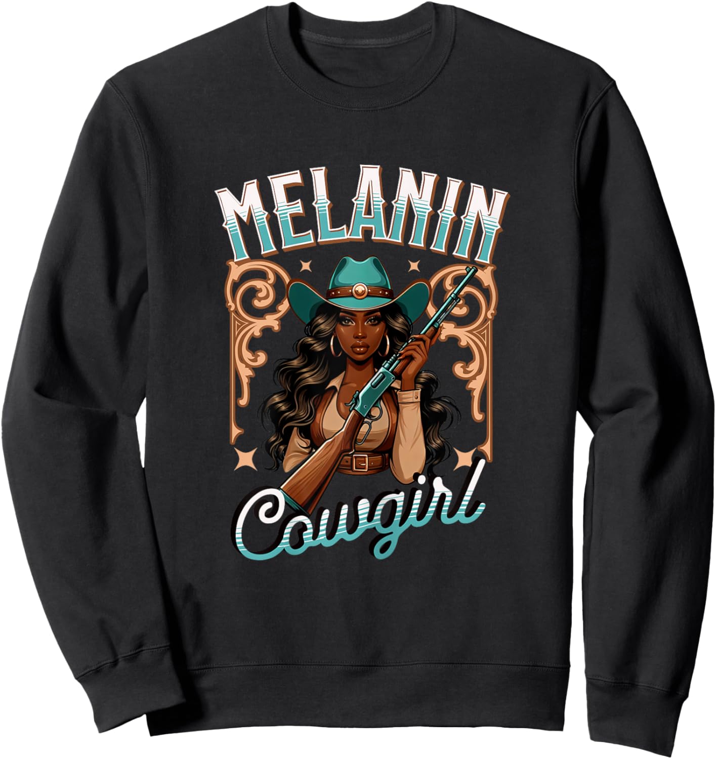 Melanin Cowgirl Rodeo Queen Country Girl African American Sweatshirt - Sweatshirt | Black