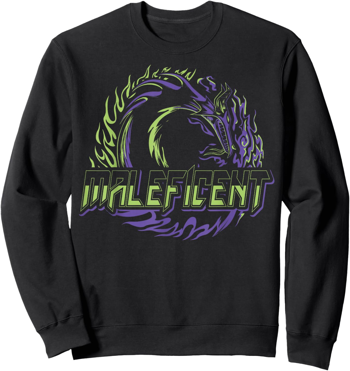 Disney Villains Maleficent Neon Dragon Circle Sweatshirt - Sweatshirt | Black