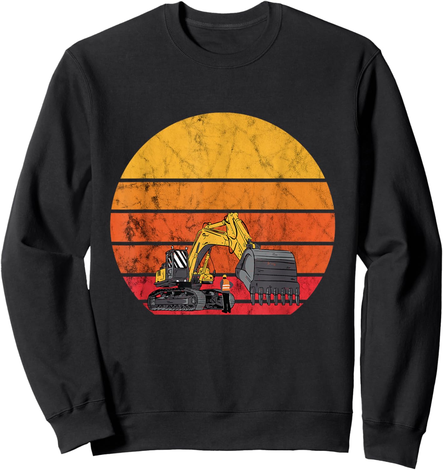 Digging Excavator Vintage Retro Construction Vehicle Backhoe Sweatshirt - Sweatshirt | Black