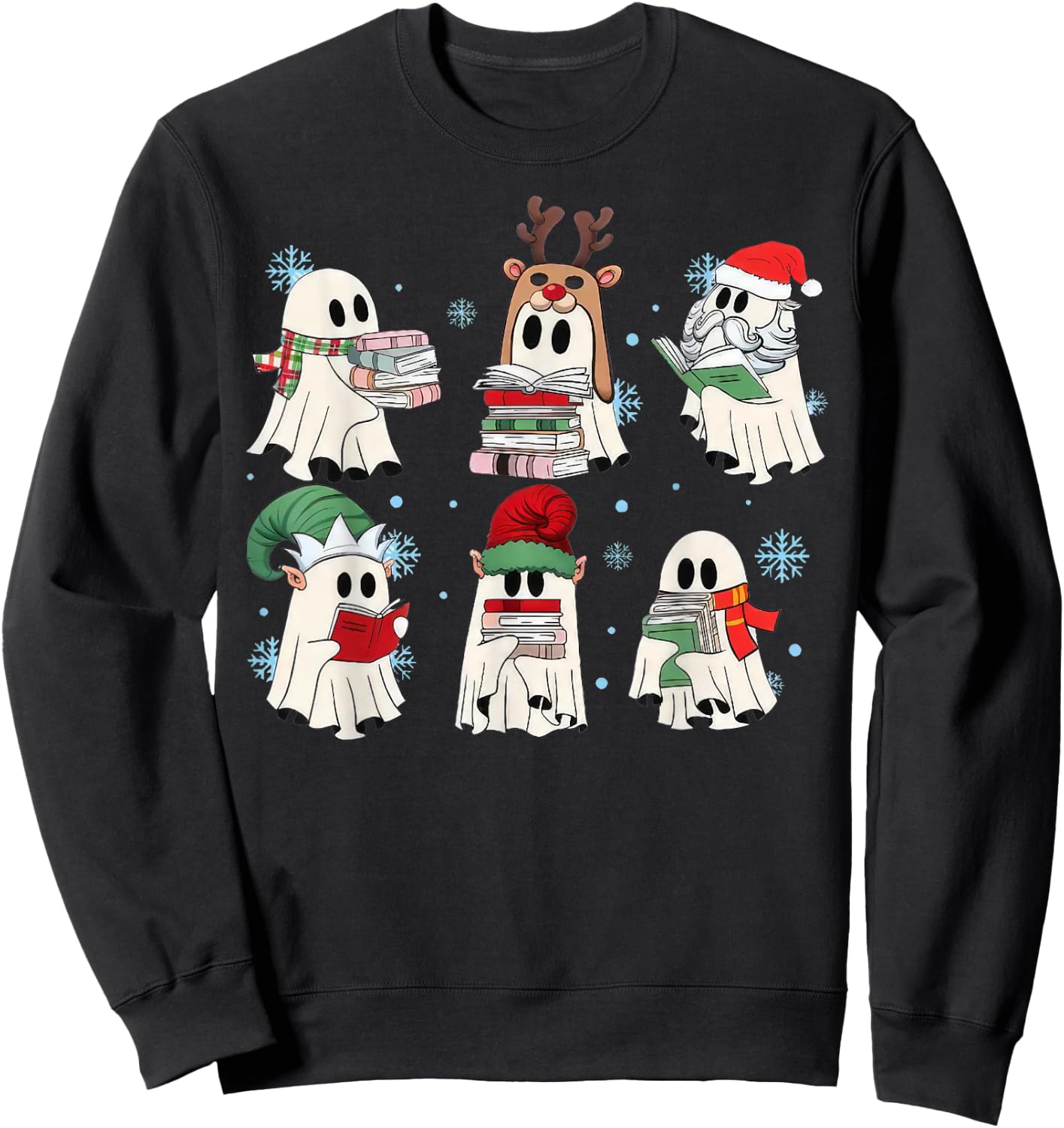 Ghost Santa Elf Squad Read Books Bookish Librarian Christmas Sweatshirt - Sweatshirt | Black