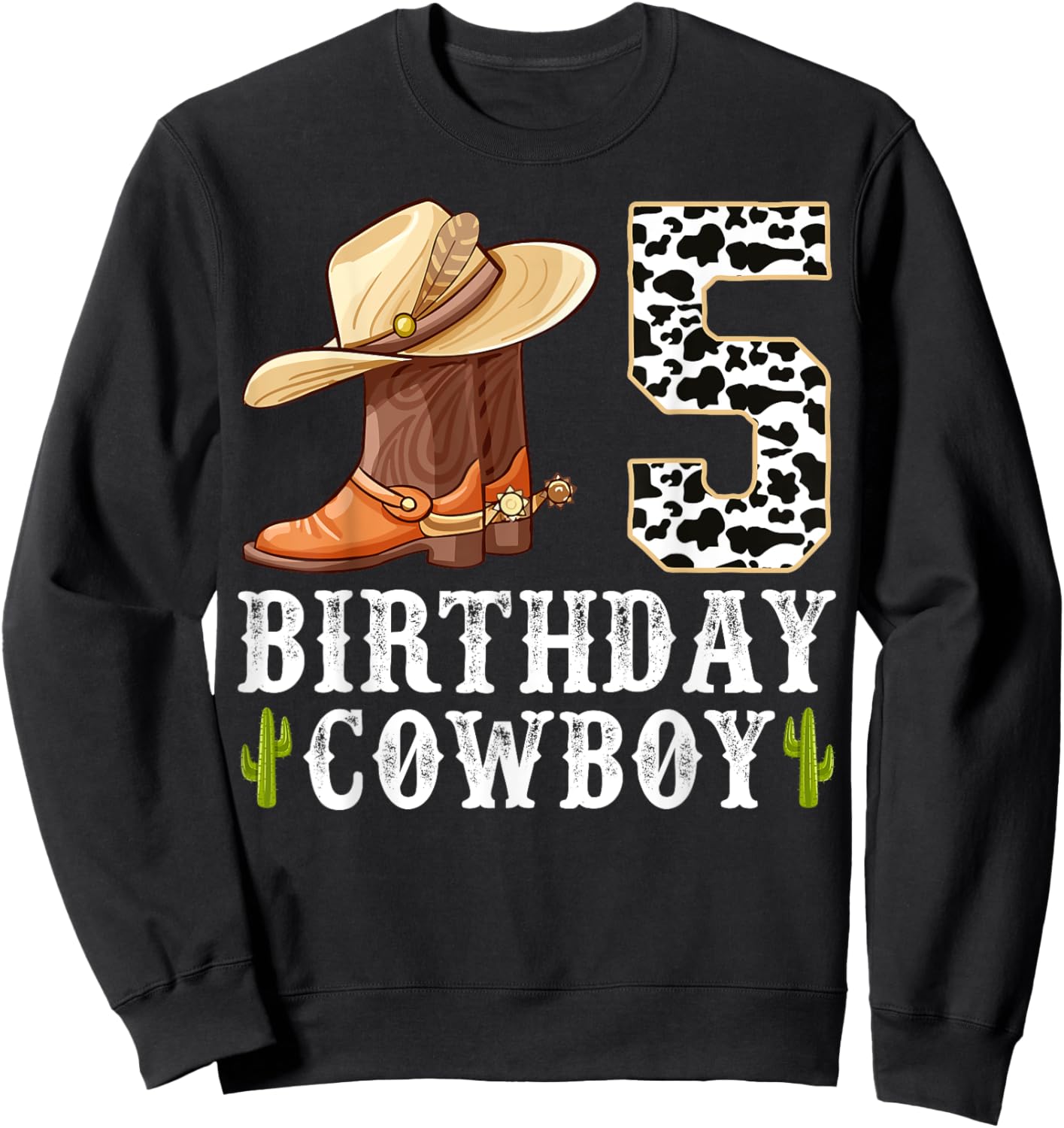 5th Birthday Cowboy Kid 5 Years Old Rodeo Lover Party Sweatshirt - Sweatshirt | Black