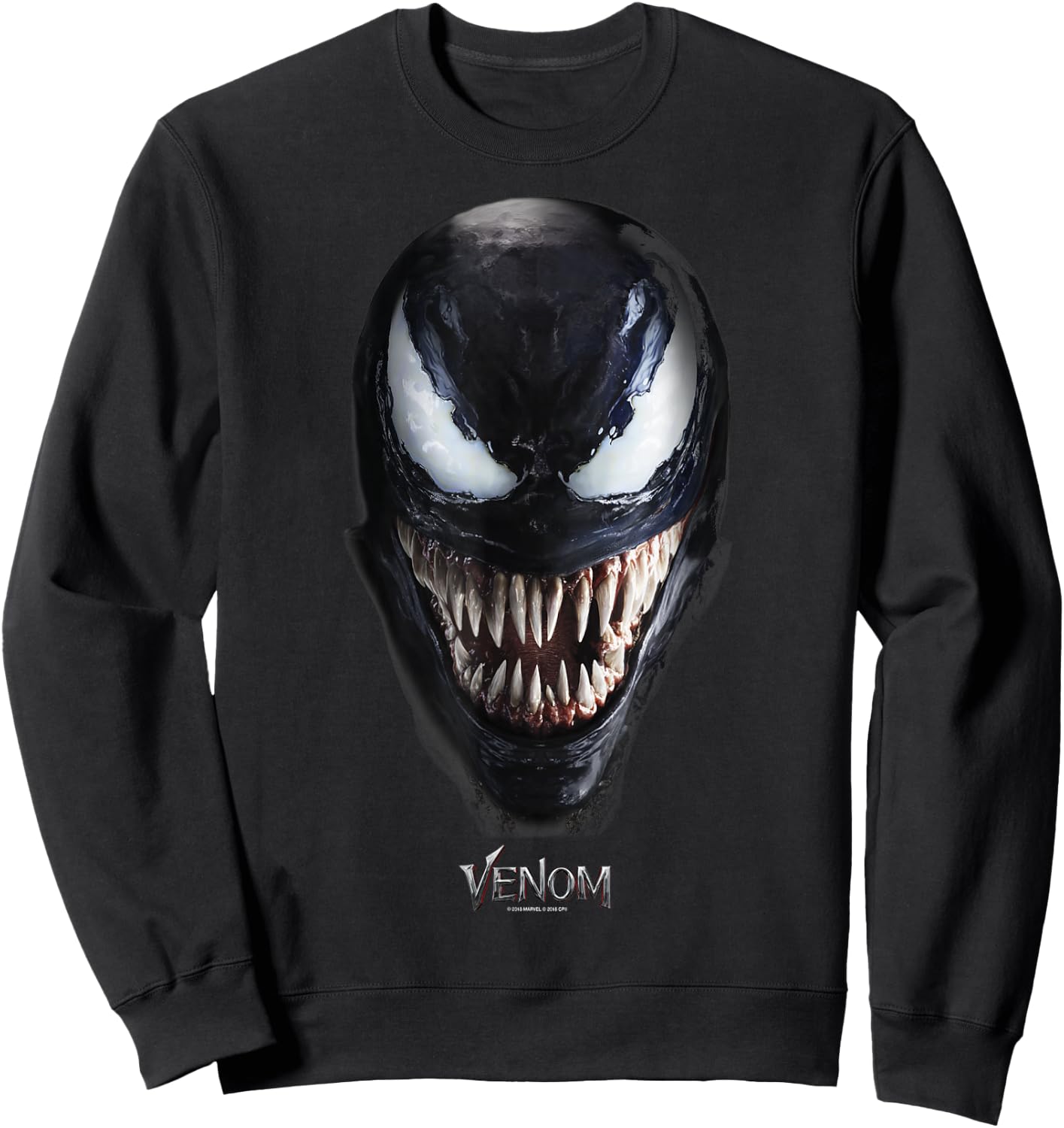 Marvel Venom Up Close Face Grin Small Sweatshirt - Sweatshirt | Black