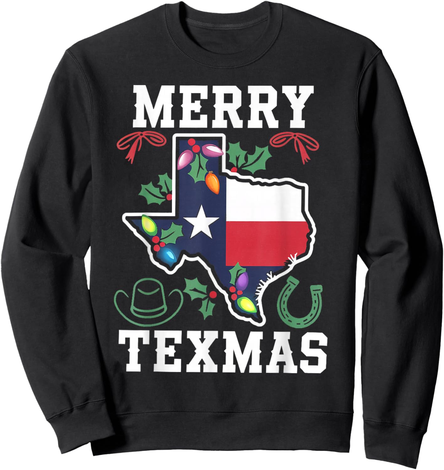 Funny Merry Texmas Texas State Family Christmas Xmas Pajama Sweatshirt - Sweatshirt | Black
