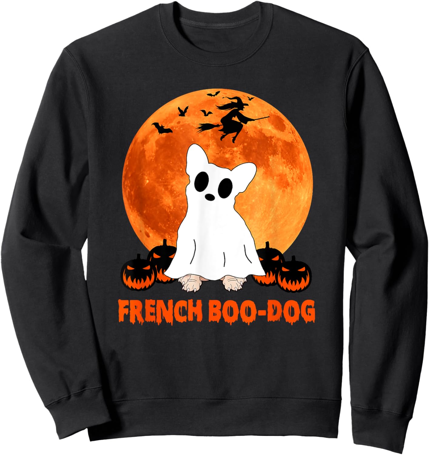 French Boo-Dog Funny French Bulldog Halloween Men Women Kids Sweatshirt - Sweatshirt | Black