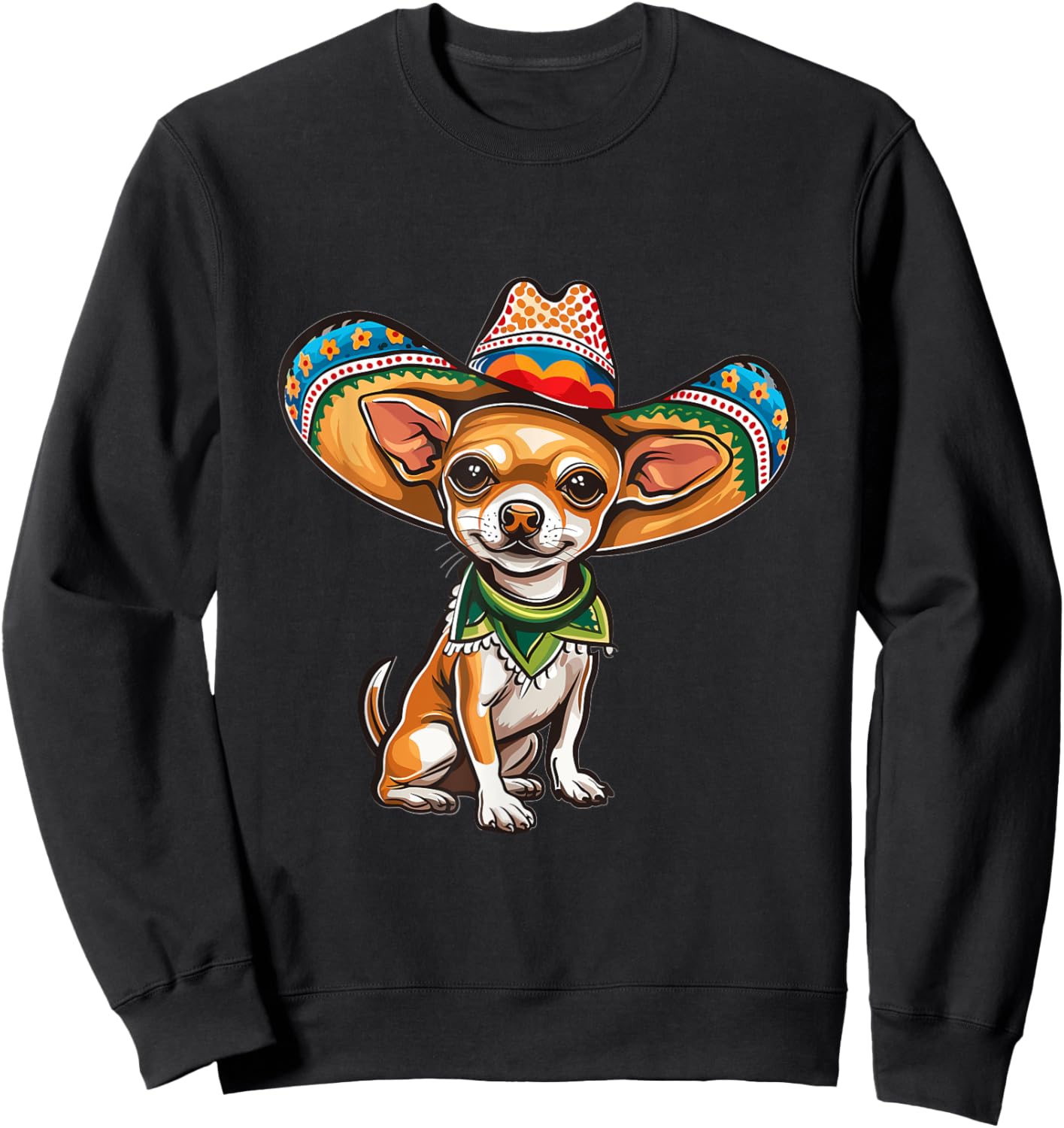Funny Cinco de Mayo Chihuahua Graphic Sweatshirt - Sweatshirt | Black