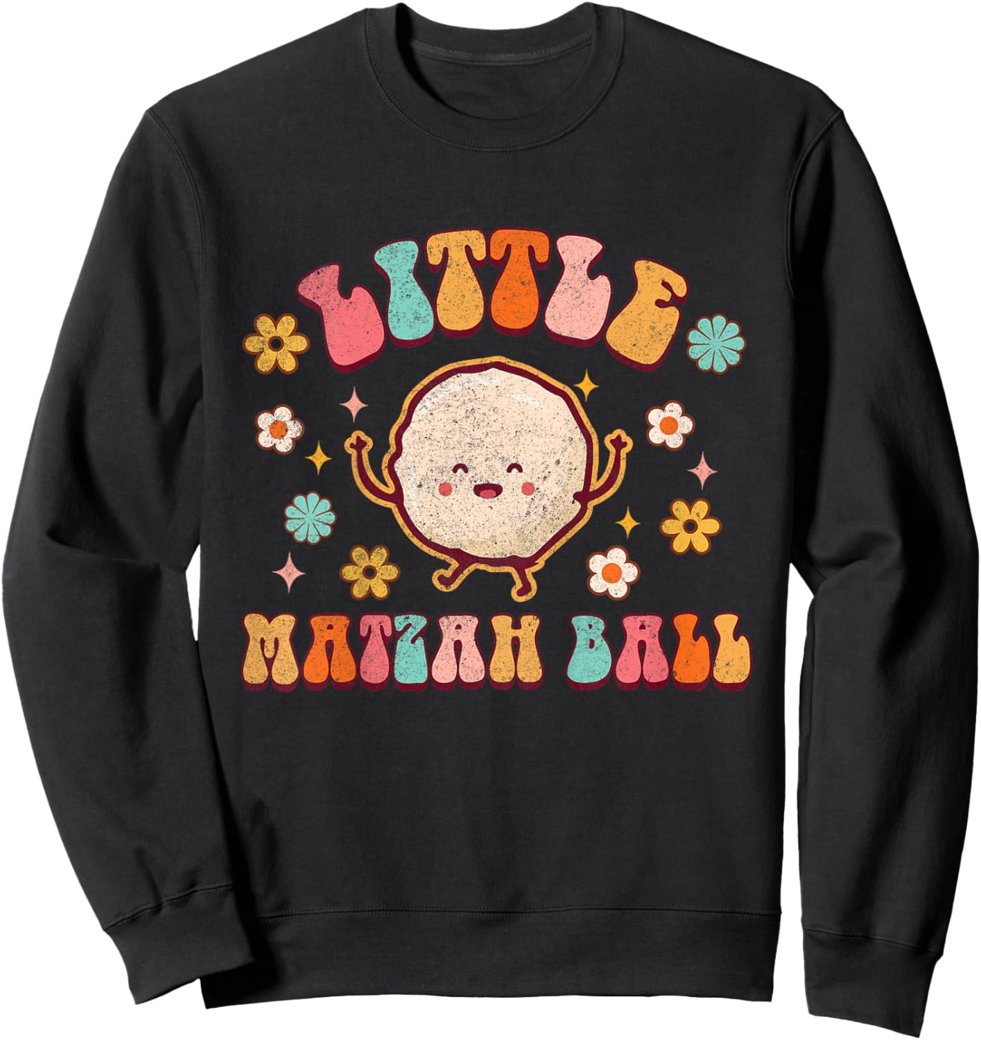Little Matzah Ball Cute Jewish Baby Shower Passover Groovy Sweatshirt - Sweatshirt | Black
