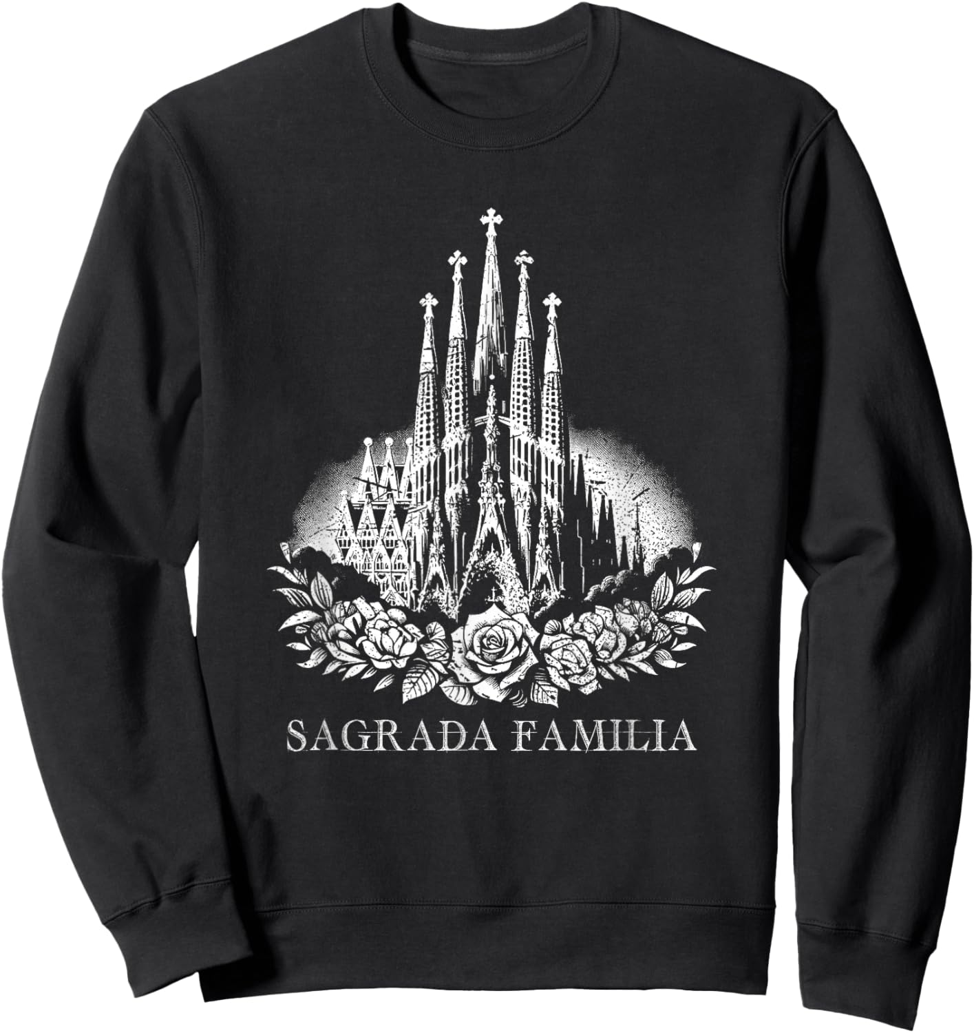 Basílica de la Sagrada Família Barcelona Vintage Floral Sweatshirt - Sweatshirt | Black