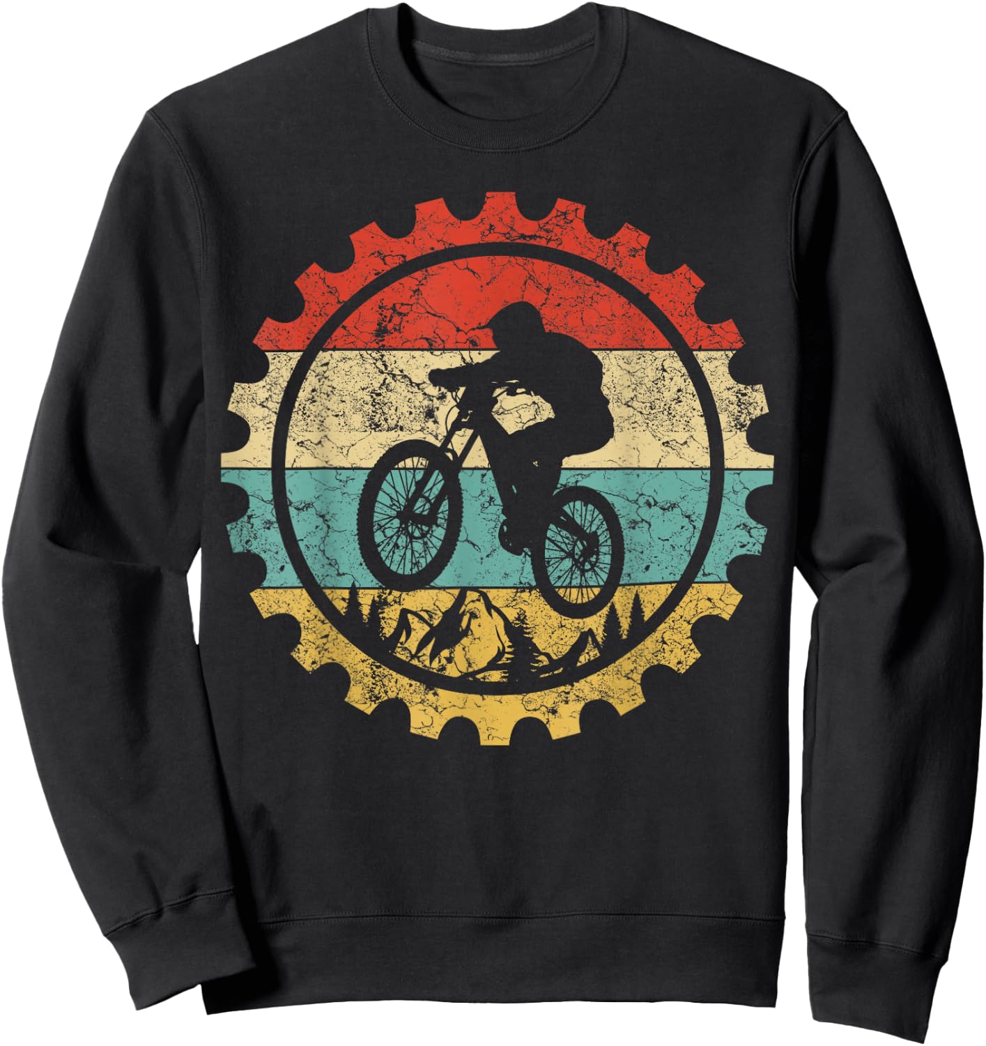 Wheelie Awesome Mountain Biking Co Retro Vintage MTB Bicycle Bike Rider Sweatshirt - Sweatshirt | Black