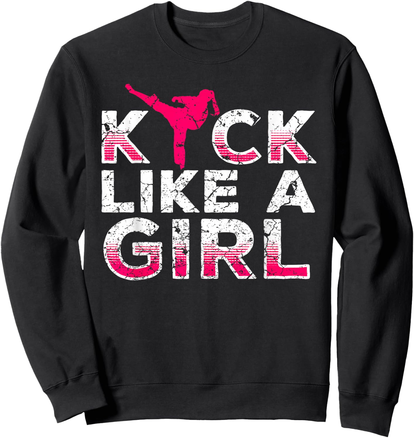 I Kick Like A Girl-Karate Kickboxing Girls Sweatshirt - Sweatshirt | Black