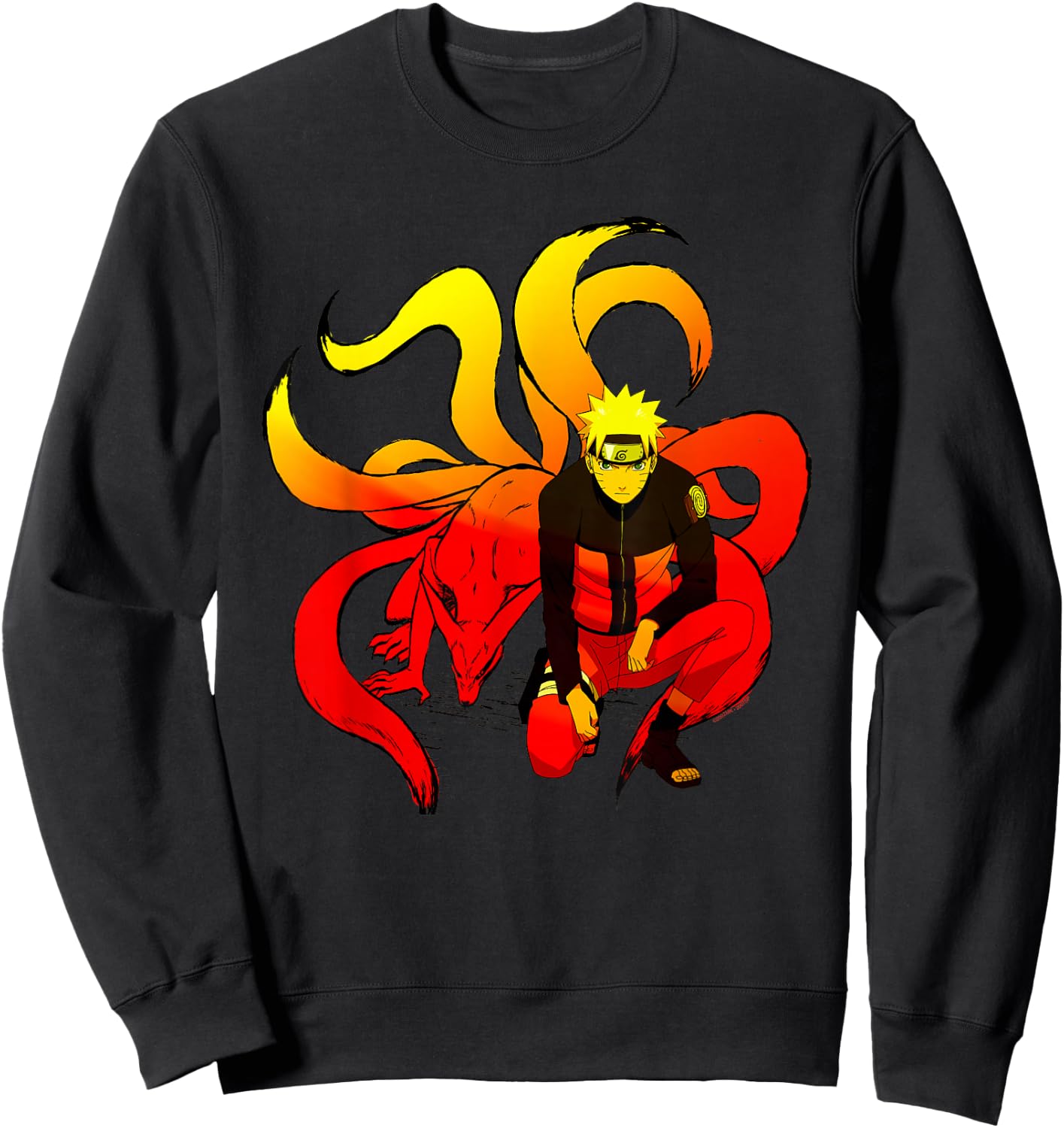Naruto Shippuden Naruto and 9 Tails Short Sleeve Sweatshirt - Sweatshirt | Black