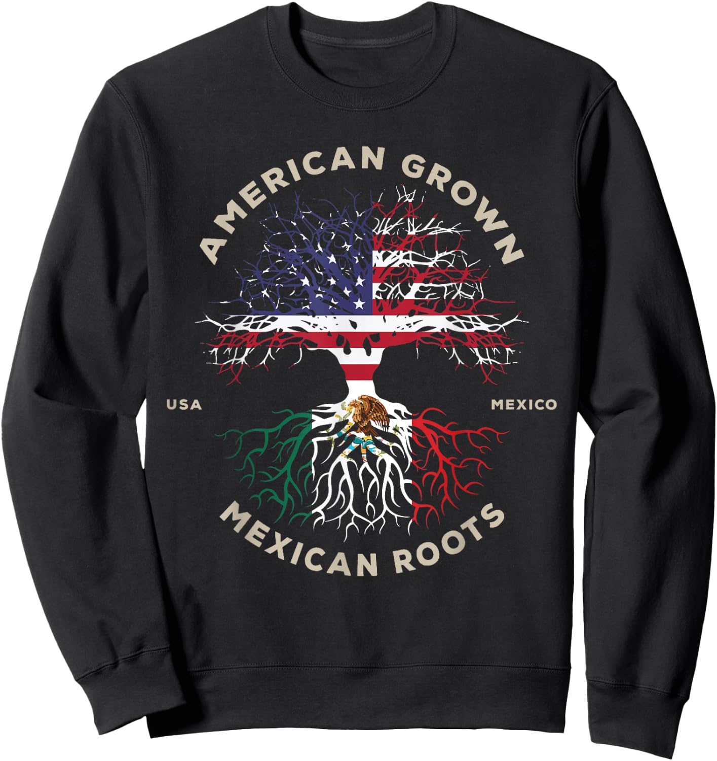 American Grown With Mexican Roots Sweatshirt - Sweatshirt | Black