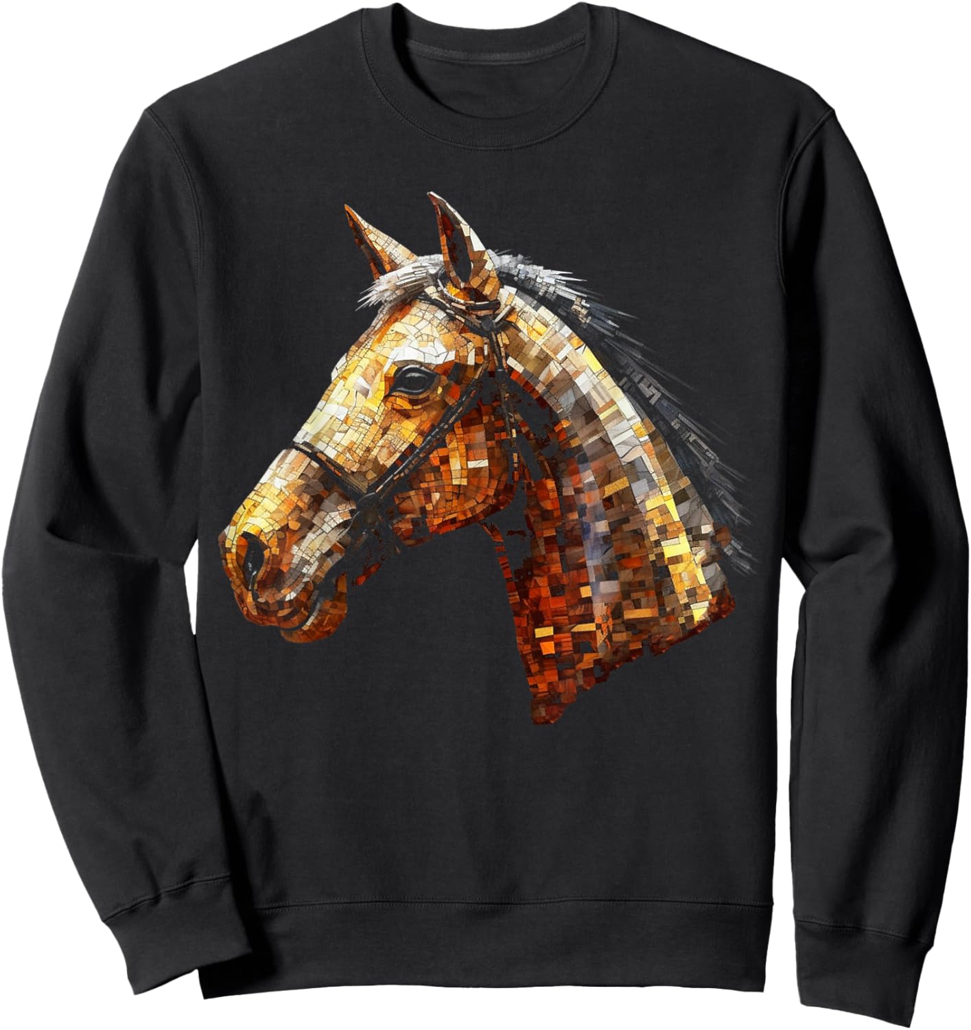 Horse Artwork - Riding Horse Motif Animal Horse Sweatshirt - Sweatshirt | Black