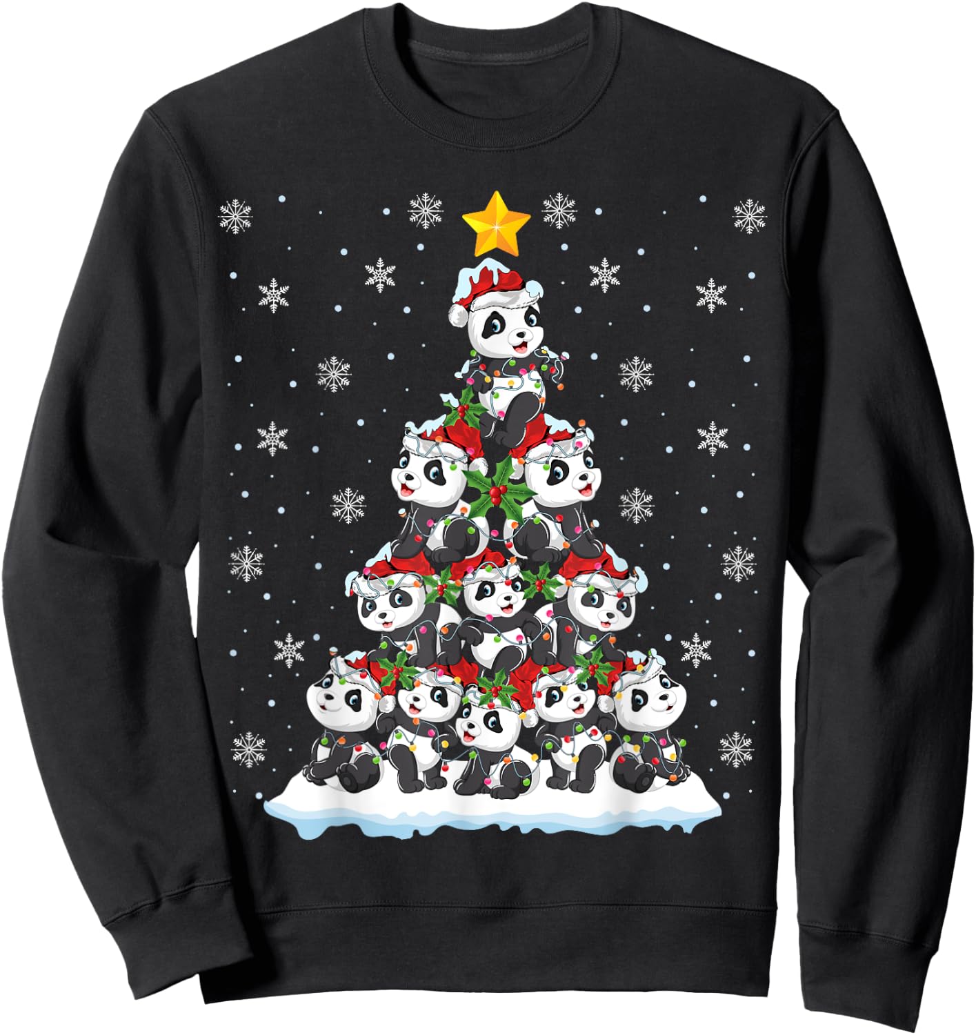 Panda Lover Xmas Gift Panda Christmas Tree Sweatshirt - Sweatshirt | Black